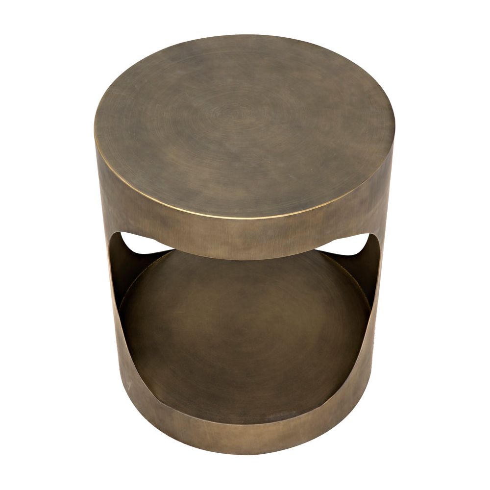 Eclipse Round Side Table, Metal with Aged Brass Finish by NOIR