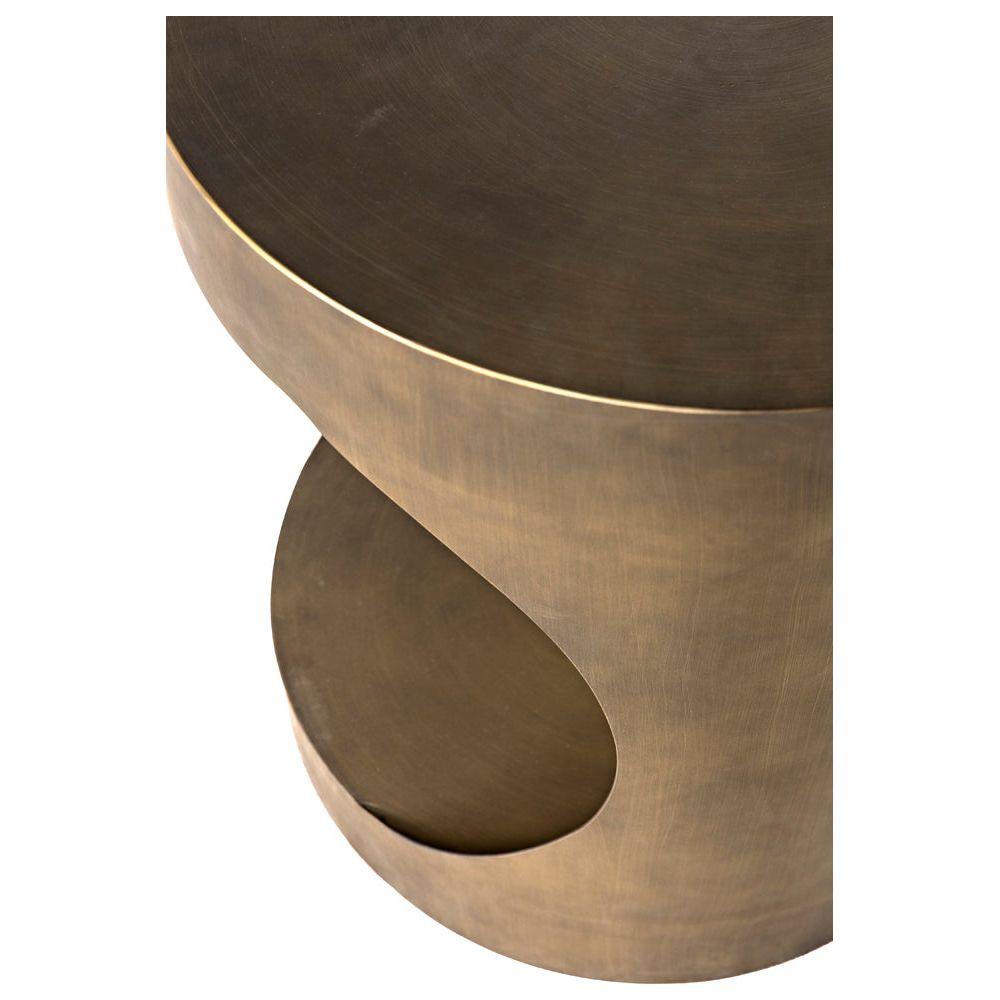 Eclipse Round Side Table, Metal with Aged Brass Finish by NOIR