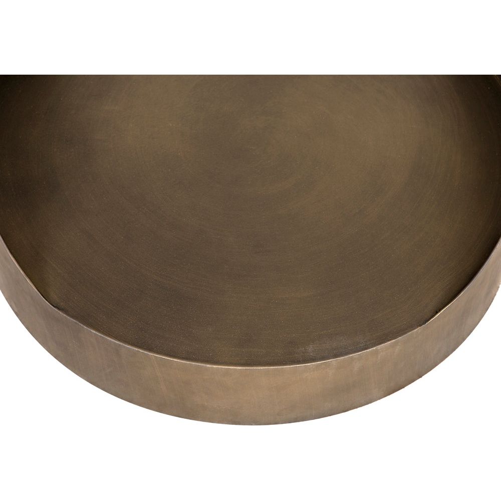 Eclipse Round Side Table, Metal with Aged Brass Finish by NOIR