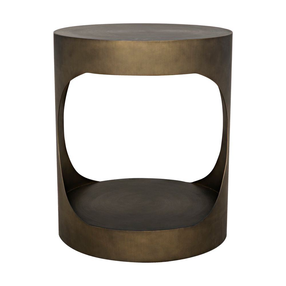 Eclipse Round Side Table, Metal with Aged Brass Finish by NOIR