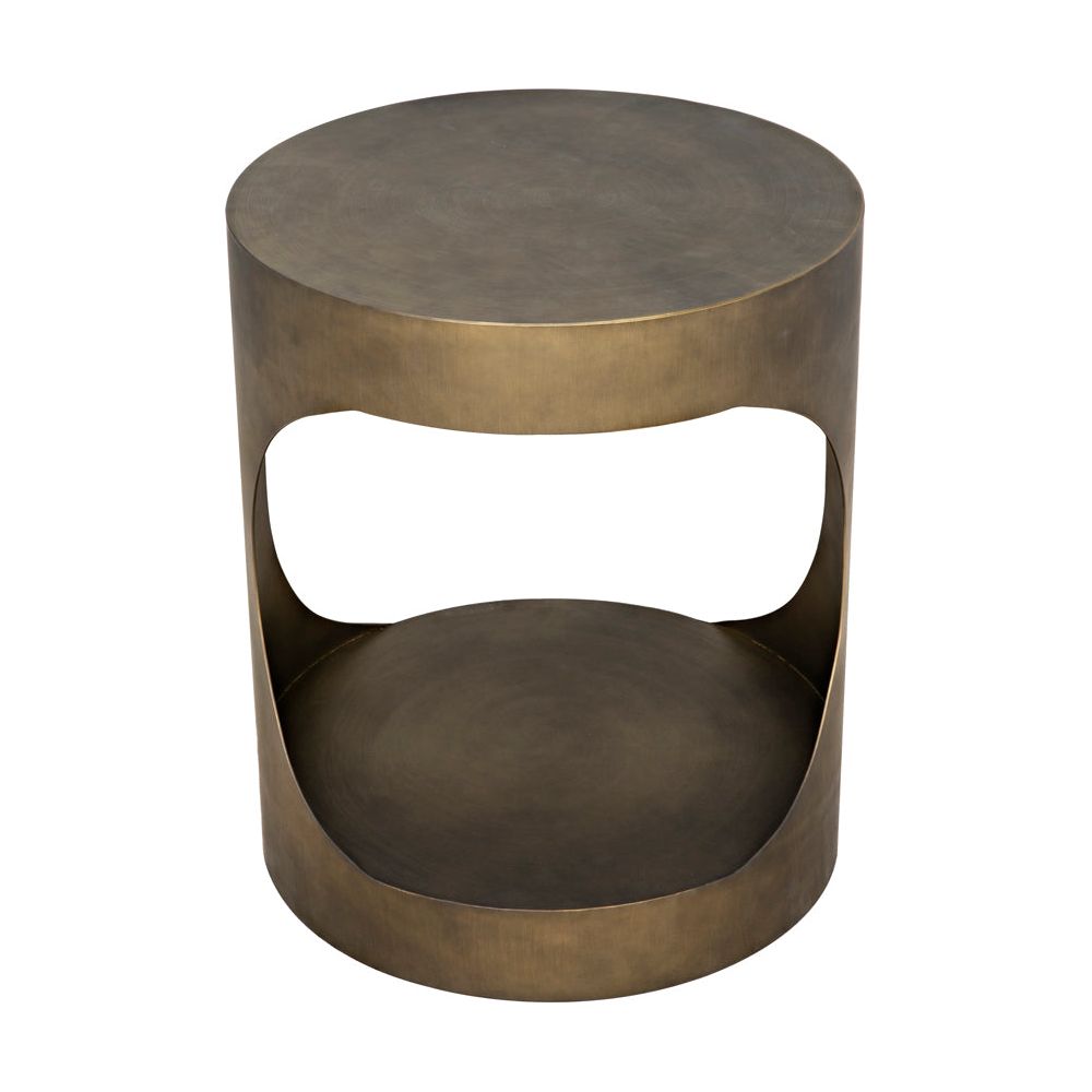 Eclipse Round Side Table, Metal with Aged Brass Finish by NOIR