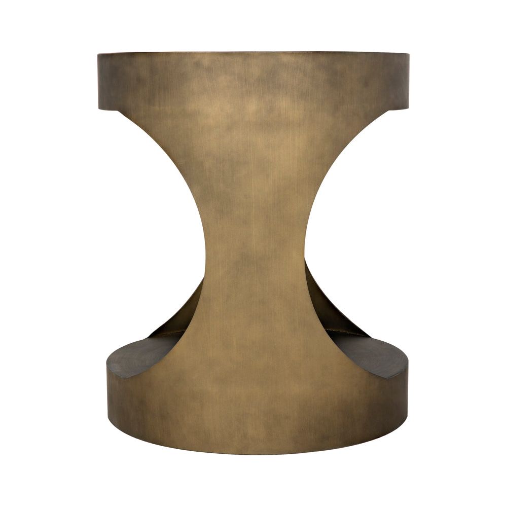 Eclipse Round Side Table, Metal with Aged Brass Finish by NOIR