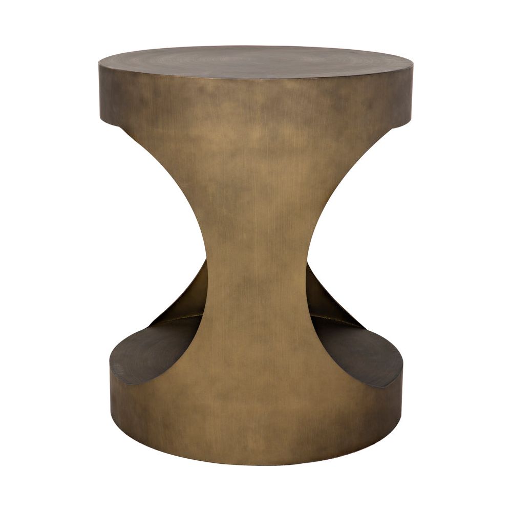 Eclipse Round Side Table, Metal with Aged Brass Finish by NOIR