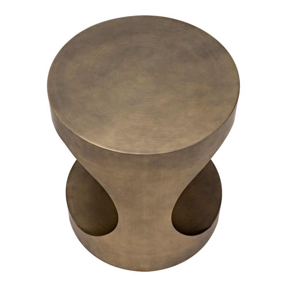 Eclipse Round Side Table, Metal with Aged Brass Finish by NOIR