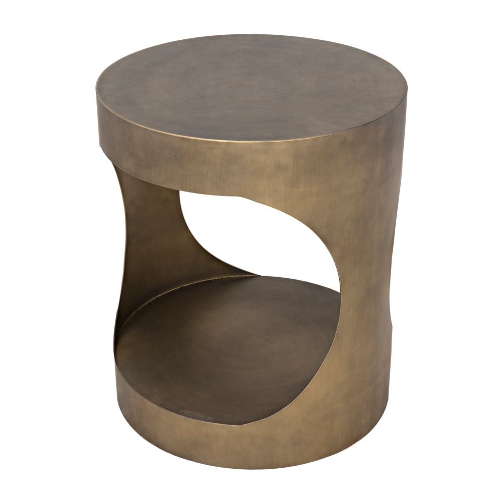 Eclipse Round Side Table, Metal with Aged Brass Finish by NOIR