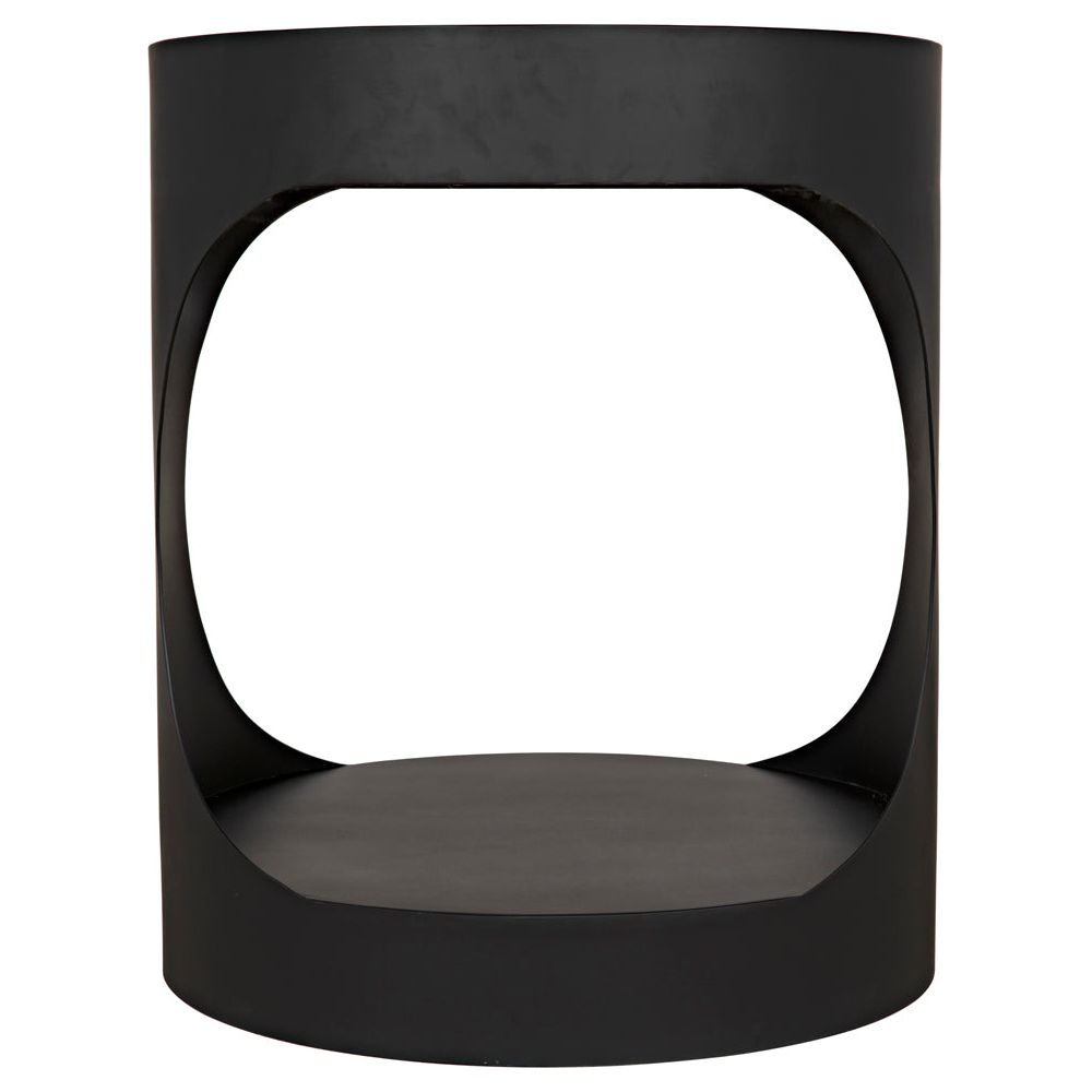 Eclipse Round Side Table, Black Iron by NOIR