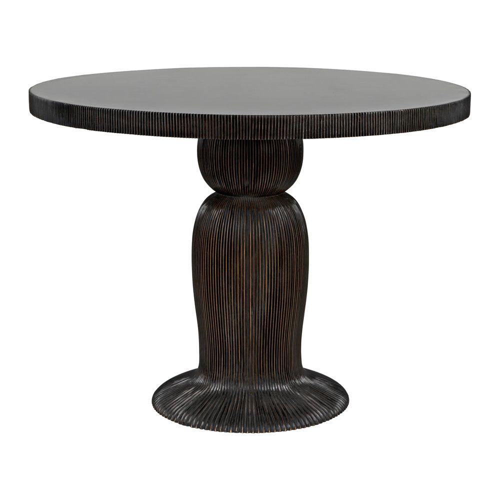 Portobello Dining Table, Hand Rubbed Black with Light Brown Trim by NOIR