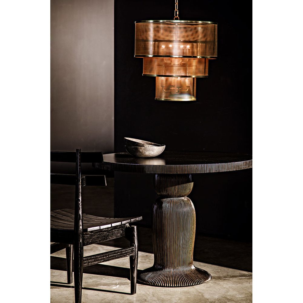 Portobello Dining Table, Hand Rubbed Black with Light Brown Trim by NOIR