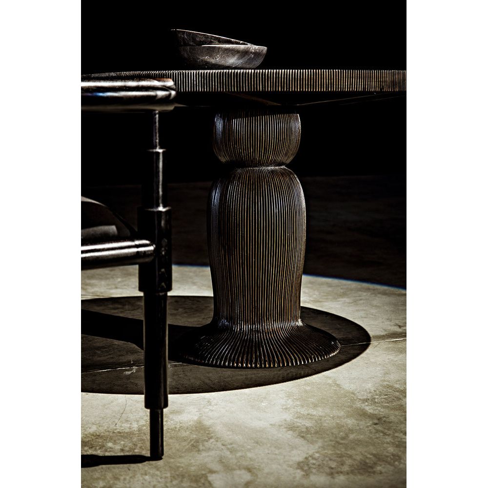 Portobello Dining Table, Hand Rubbed Black with Light Brown Trim by NOIR