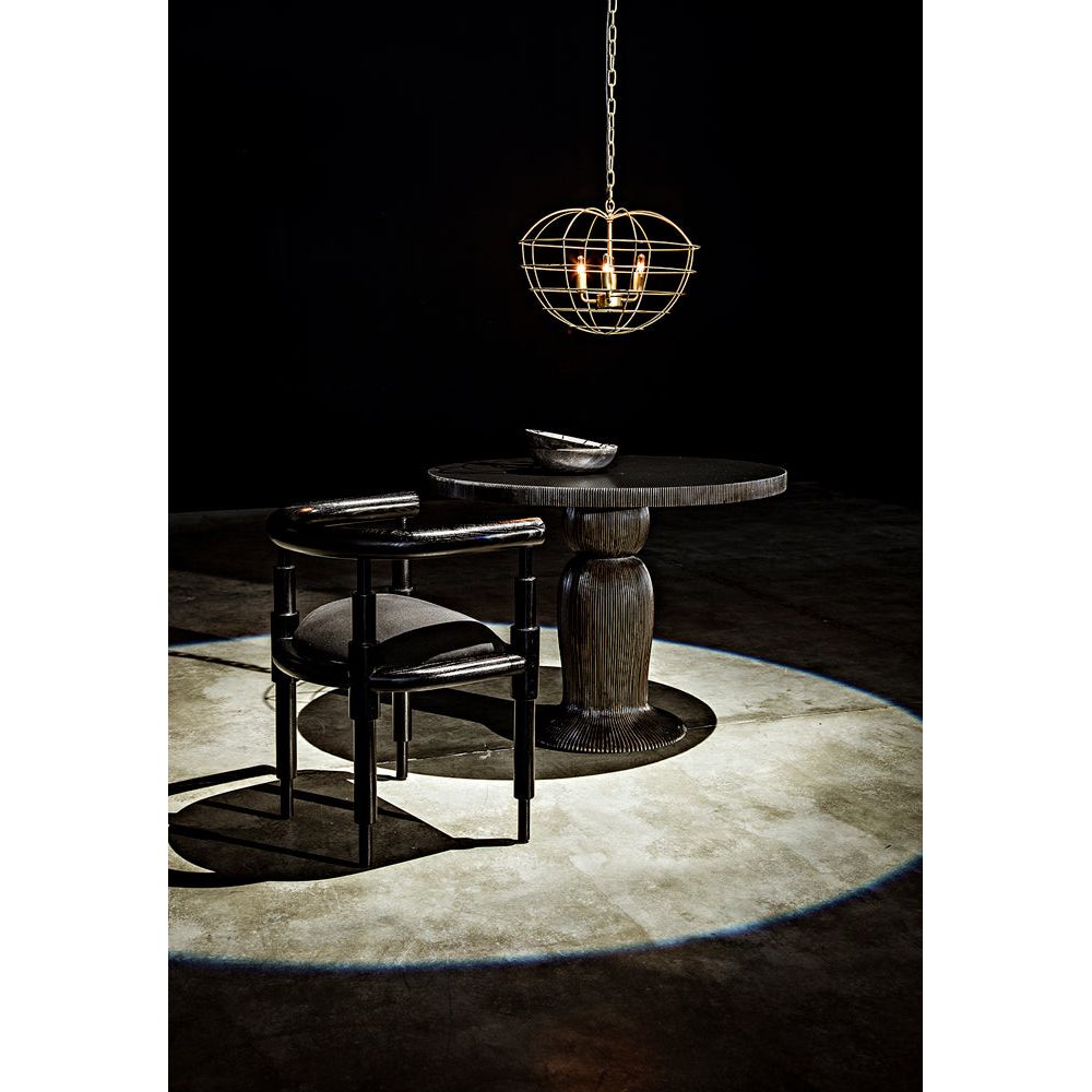 Portobello Dining Table, Hand Rubbed Black with Light Brown Trim by NOIR