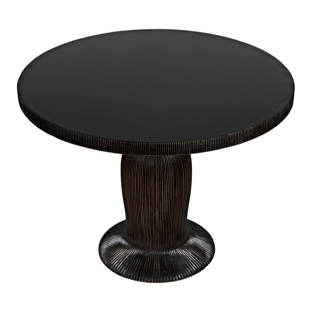 Portobello Dining Table, Hand Rubbed Black with Light Brown Trim by NOIR