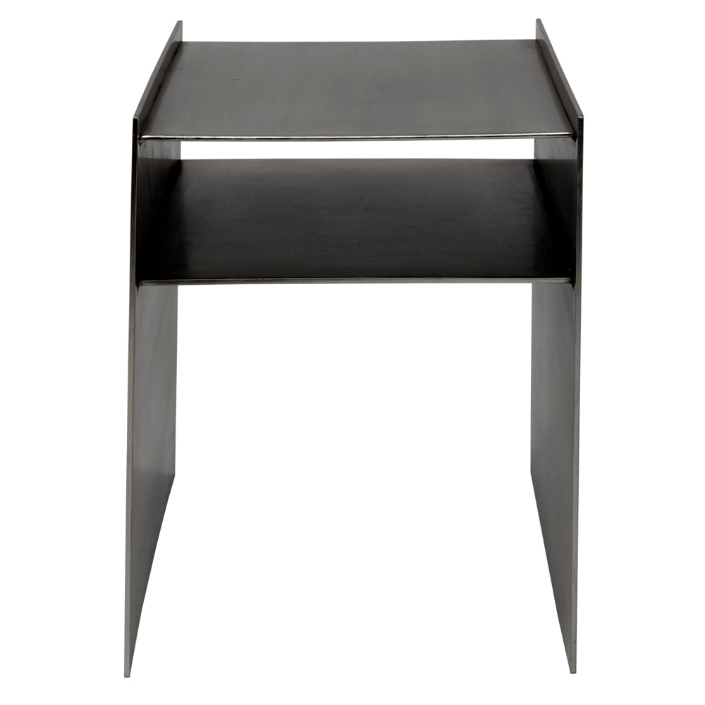 Cyrus Side Table, Antique Silver Finish by NOIR