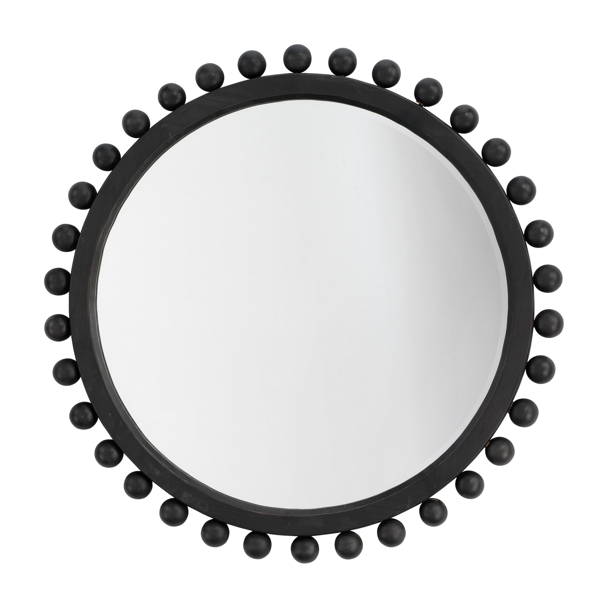 Brighton Round Wood Mirror Dark Charcoal by Jamie Young