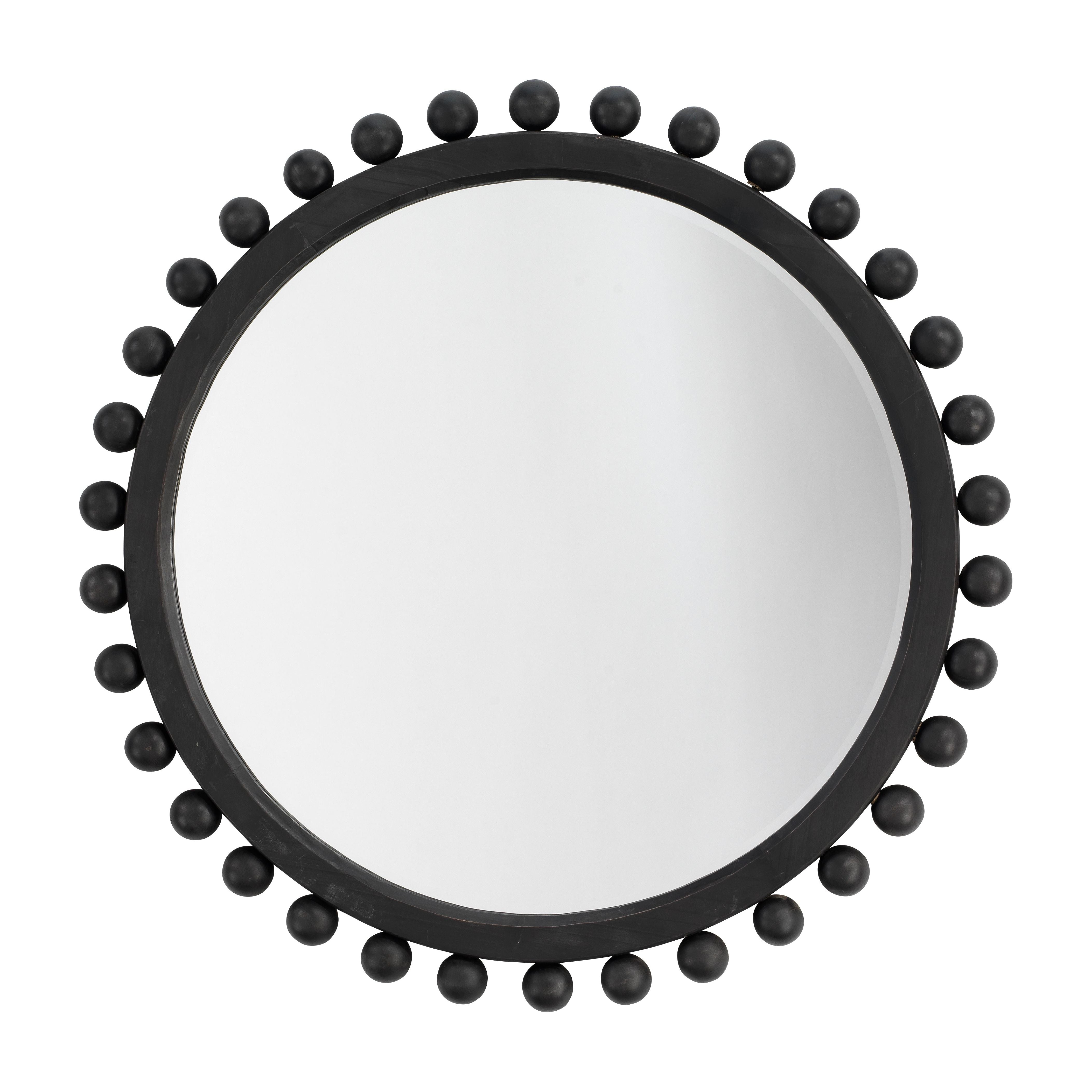 Brighton Round Wood Mirror Dark Charcoal by Jamie Young