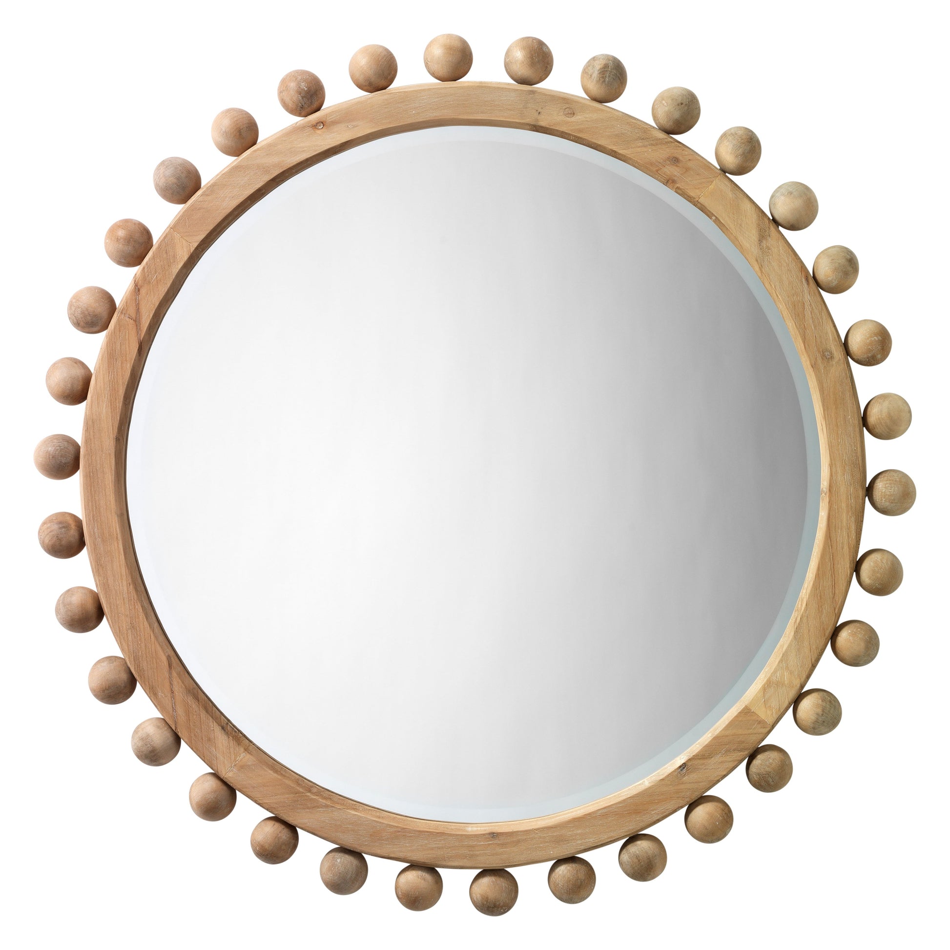 Brighton Round Wood Mirror Natural by Jamie Young