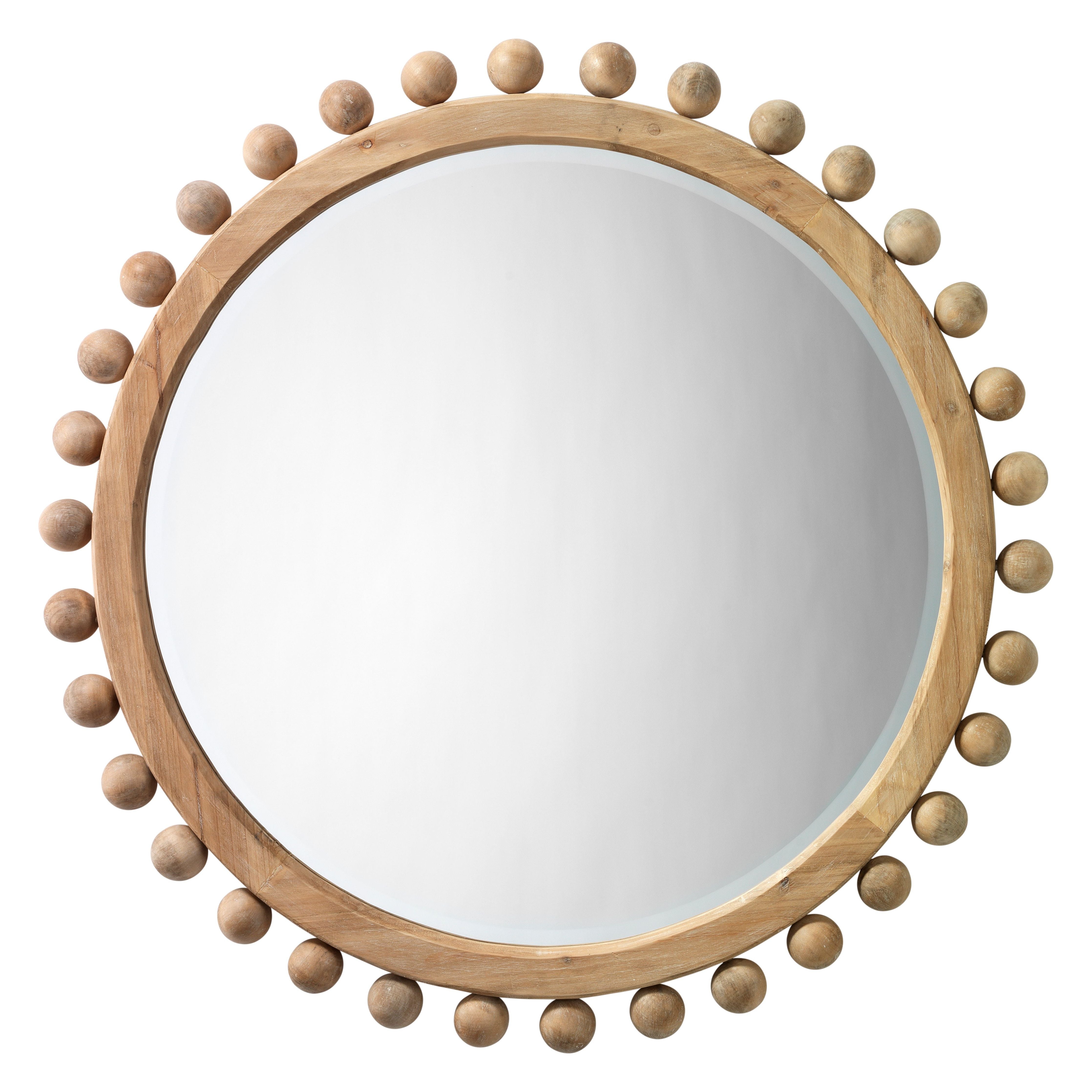 Brighton Round Wood Mirror Natural by Jamie Young