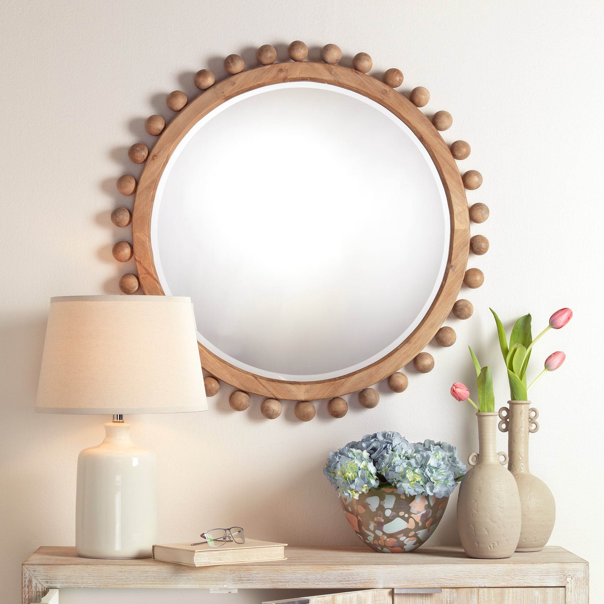 Brighton Round Wood Mirror by Jamie Young