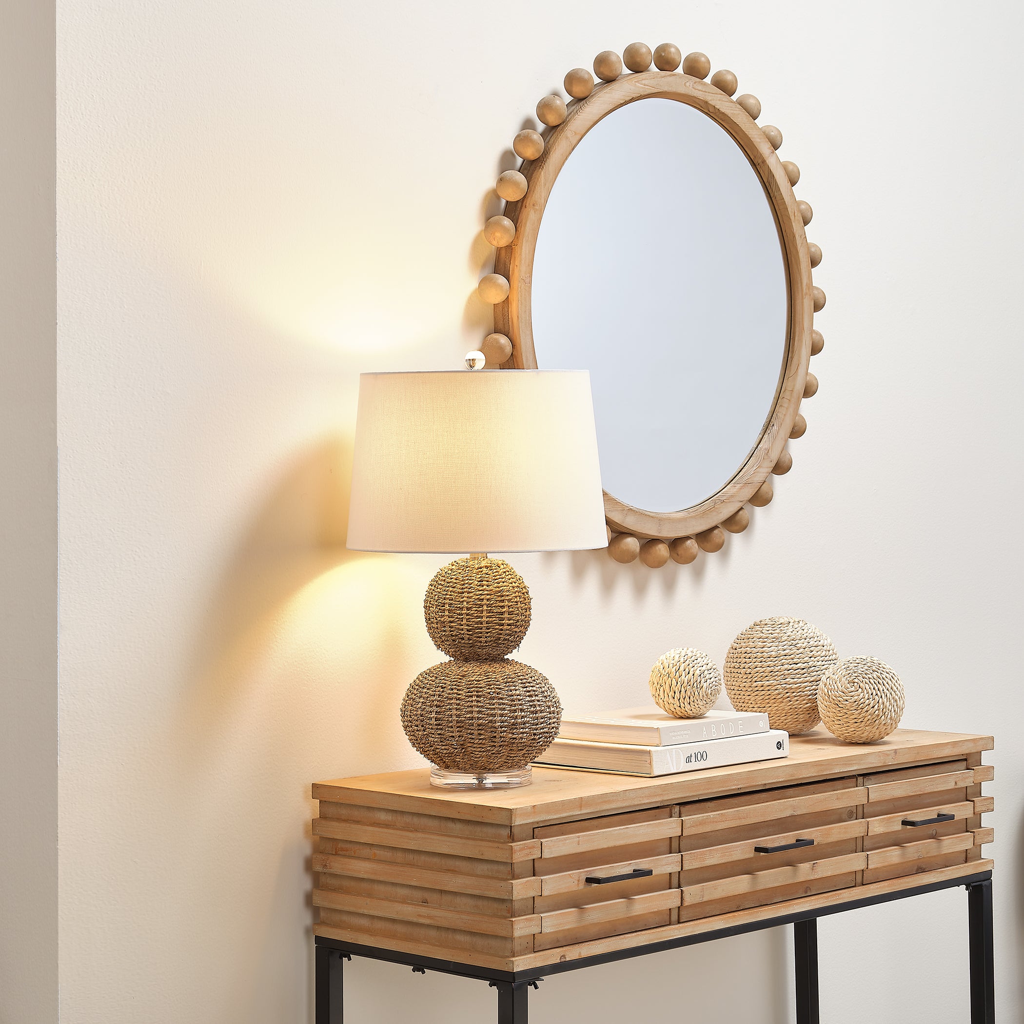 Brighton Round Wood Mirror by Jamie Young