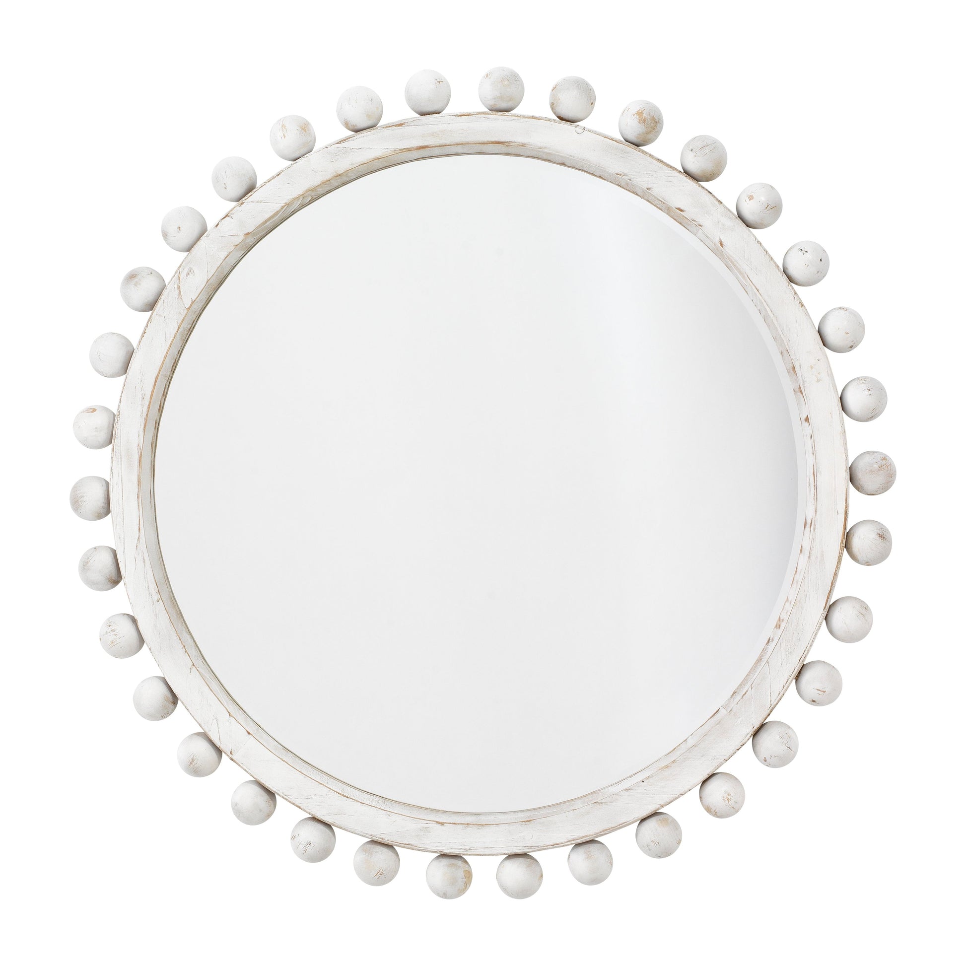 Brighton Round Wood Mirror White Washed by Jamie Young