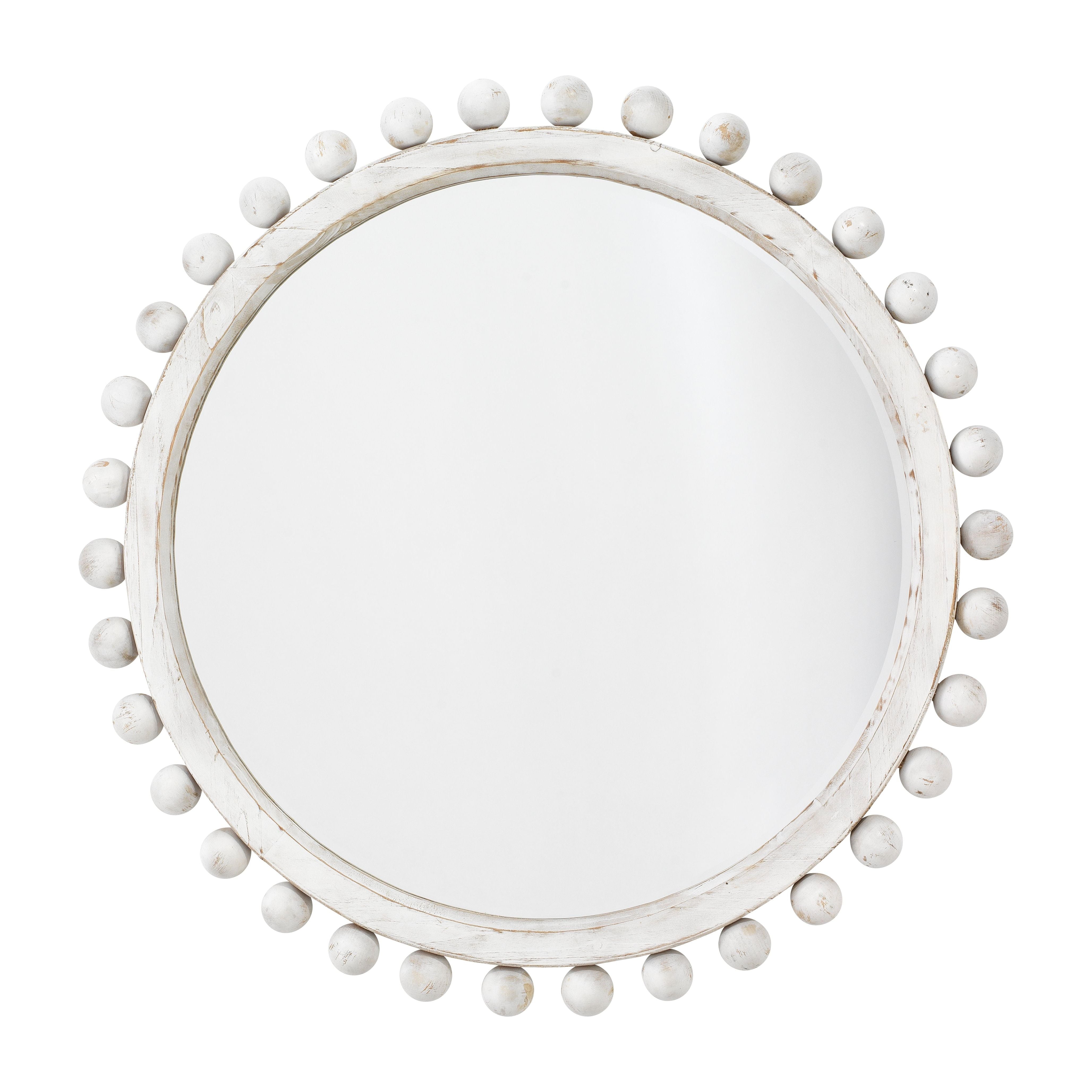 Brighton Round Wood Mirror White Washed by Jamie Young