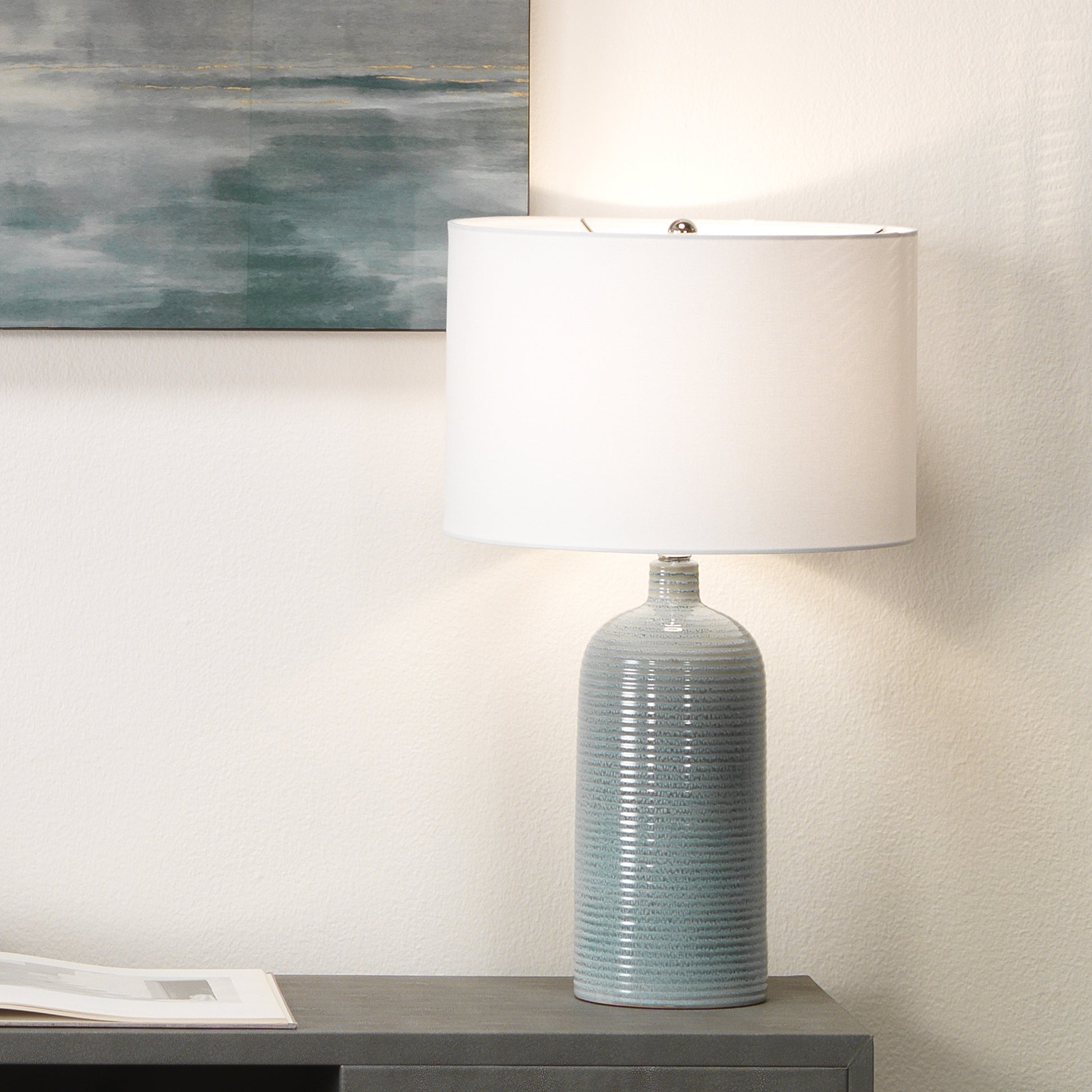 Declan Ceramic Table Lamp, Blue by Jamie Young