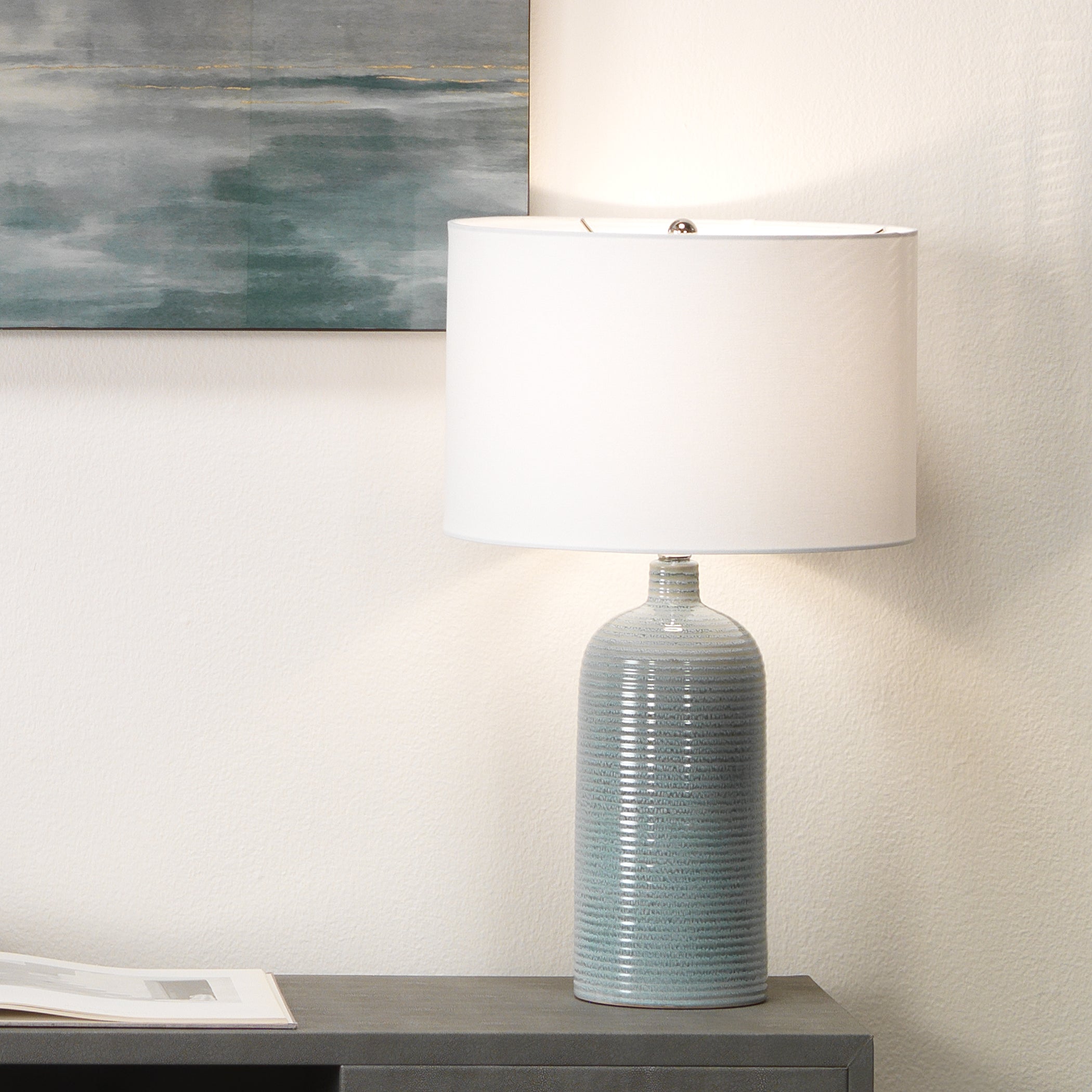 Declan Ceramic Table Lamp, Blue by Jamie Young