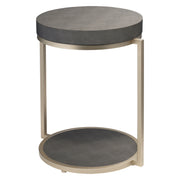 Chester Faux Shagreen Round Side Table, Grey Grey by Jamie Young