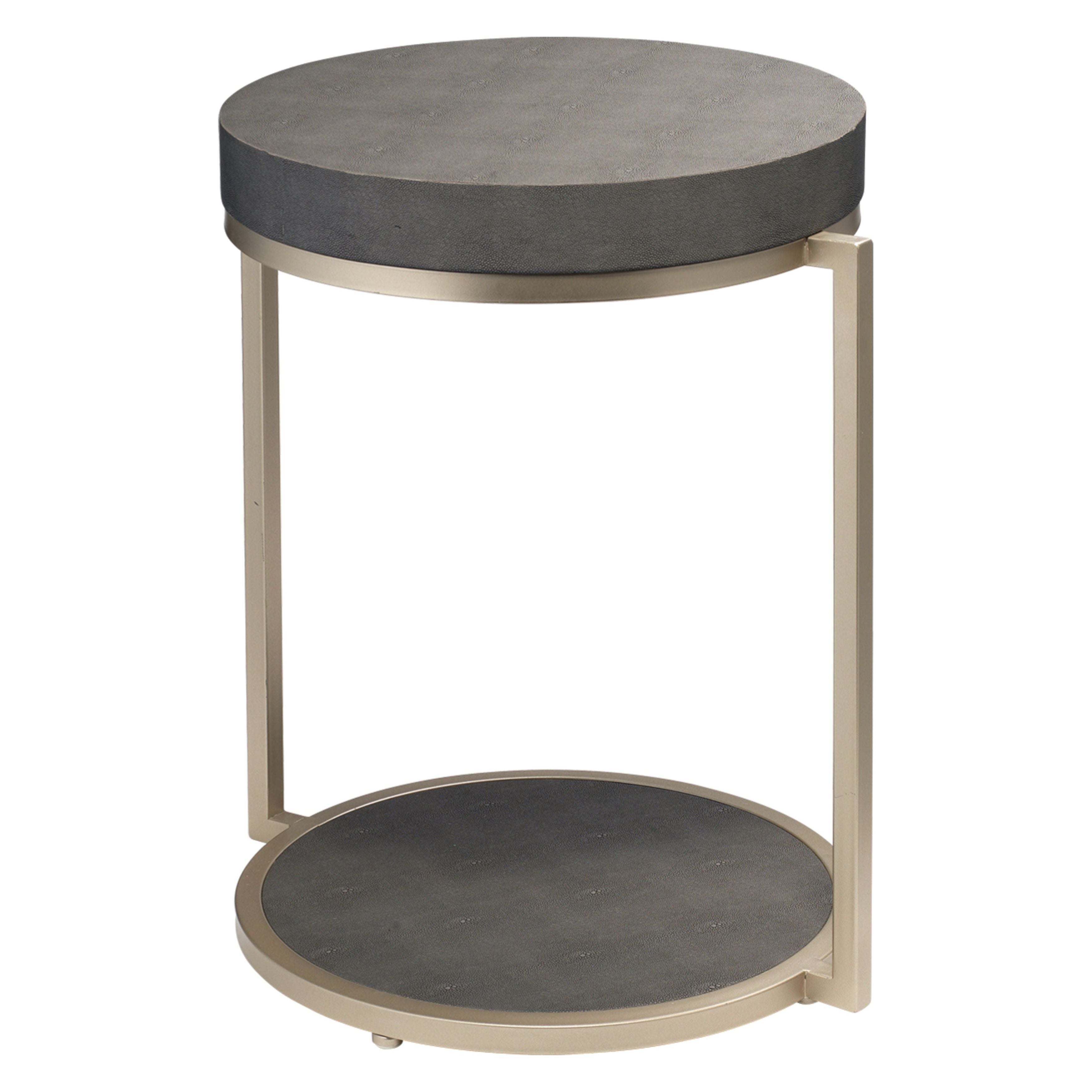 Chester Faux Shagreen Round Side Table, Grey Grey by Jamie Young