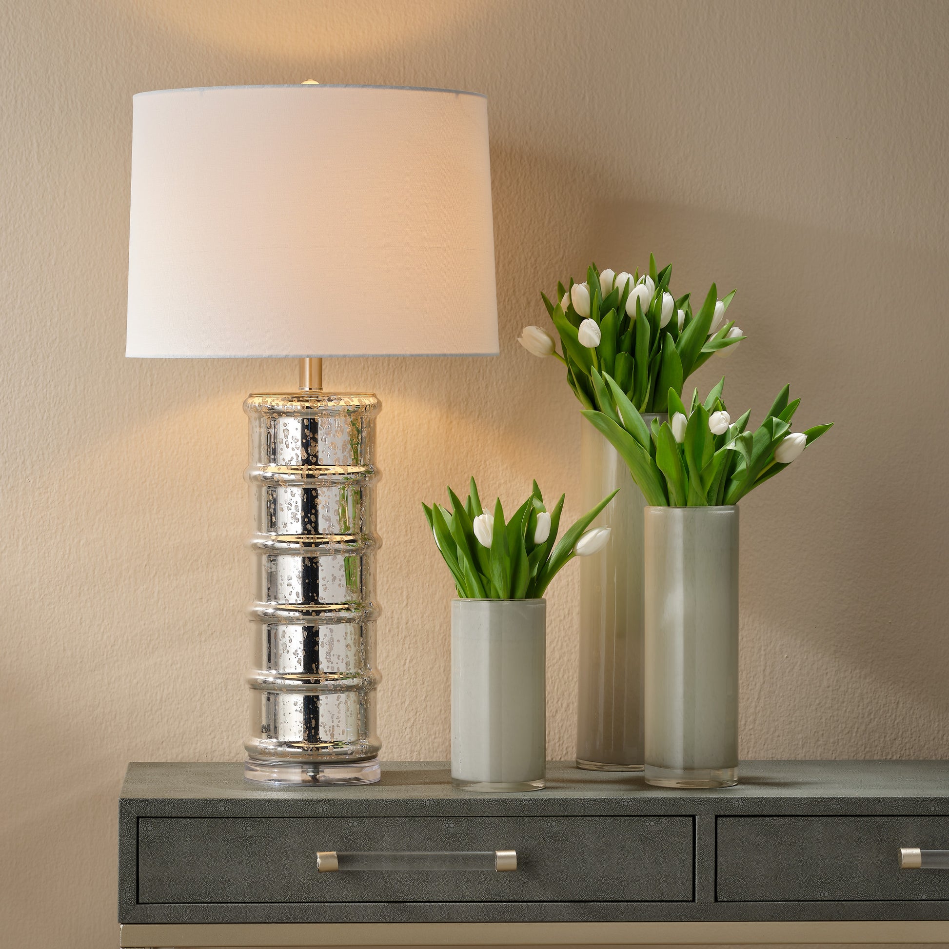 Irene Glass Table Lamp, Silver by Jamie Young