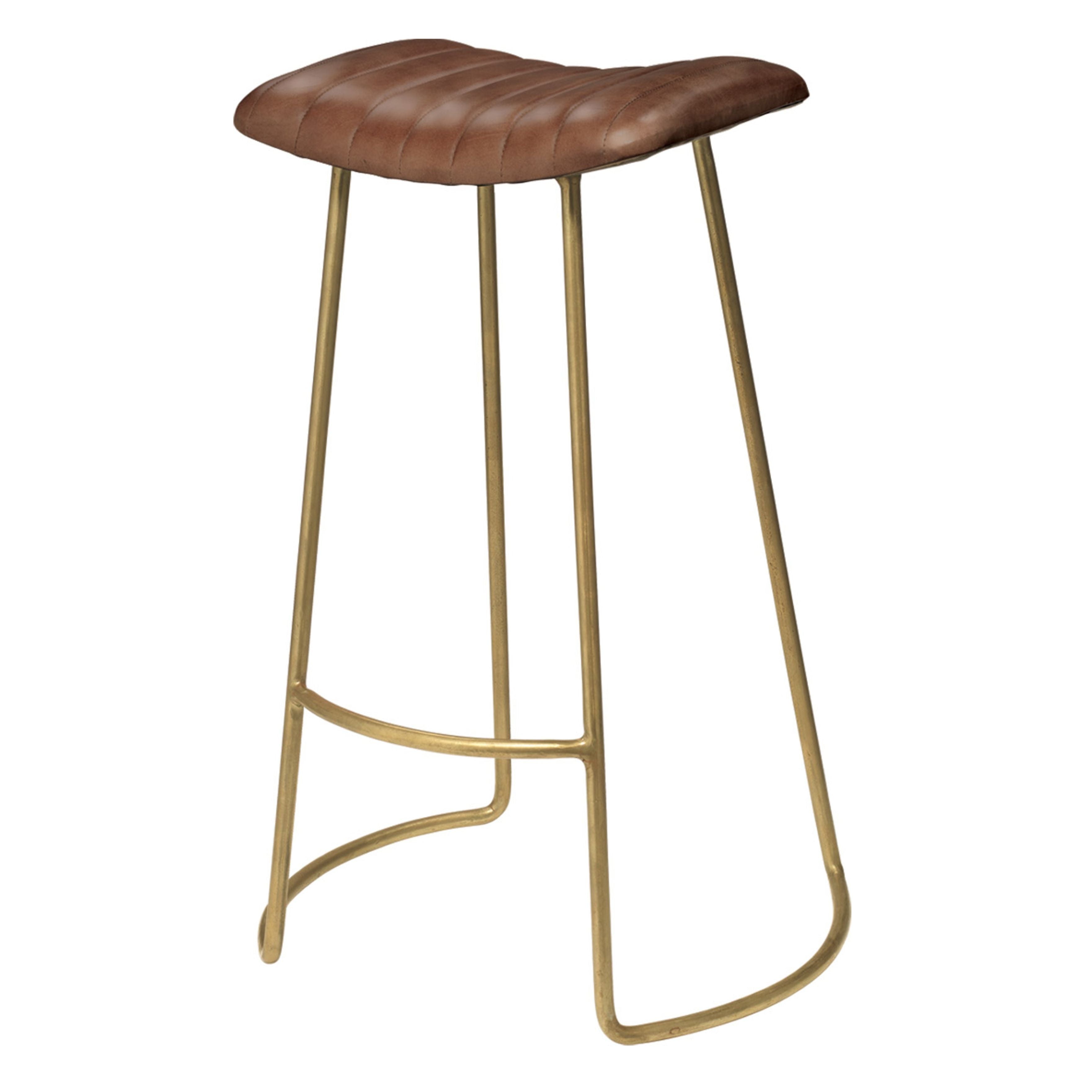 Theo Leather Bar Stool, Brown by Jamie Young