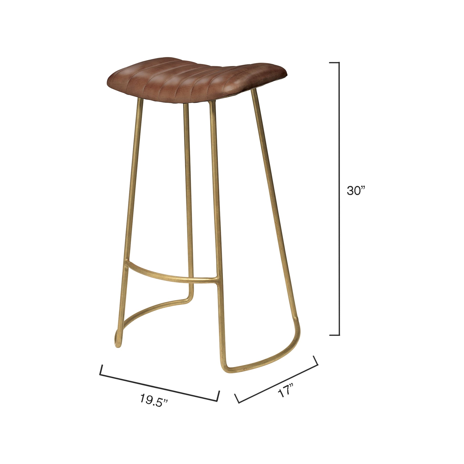 Theo Leather Bar Stool, Brown by Jamie Young