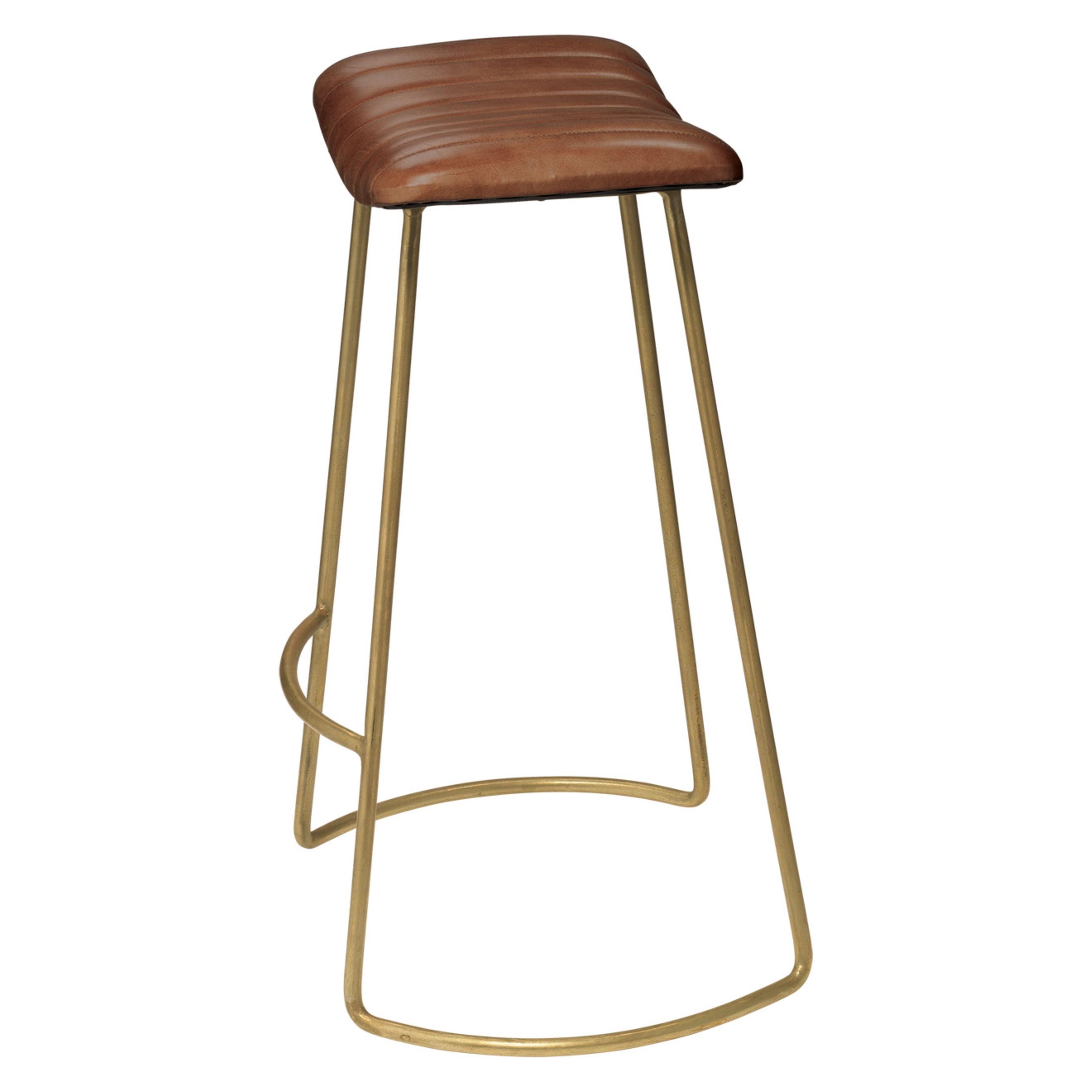 Theo Leather Bar Stool, Brown by Jamie Young