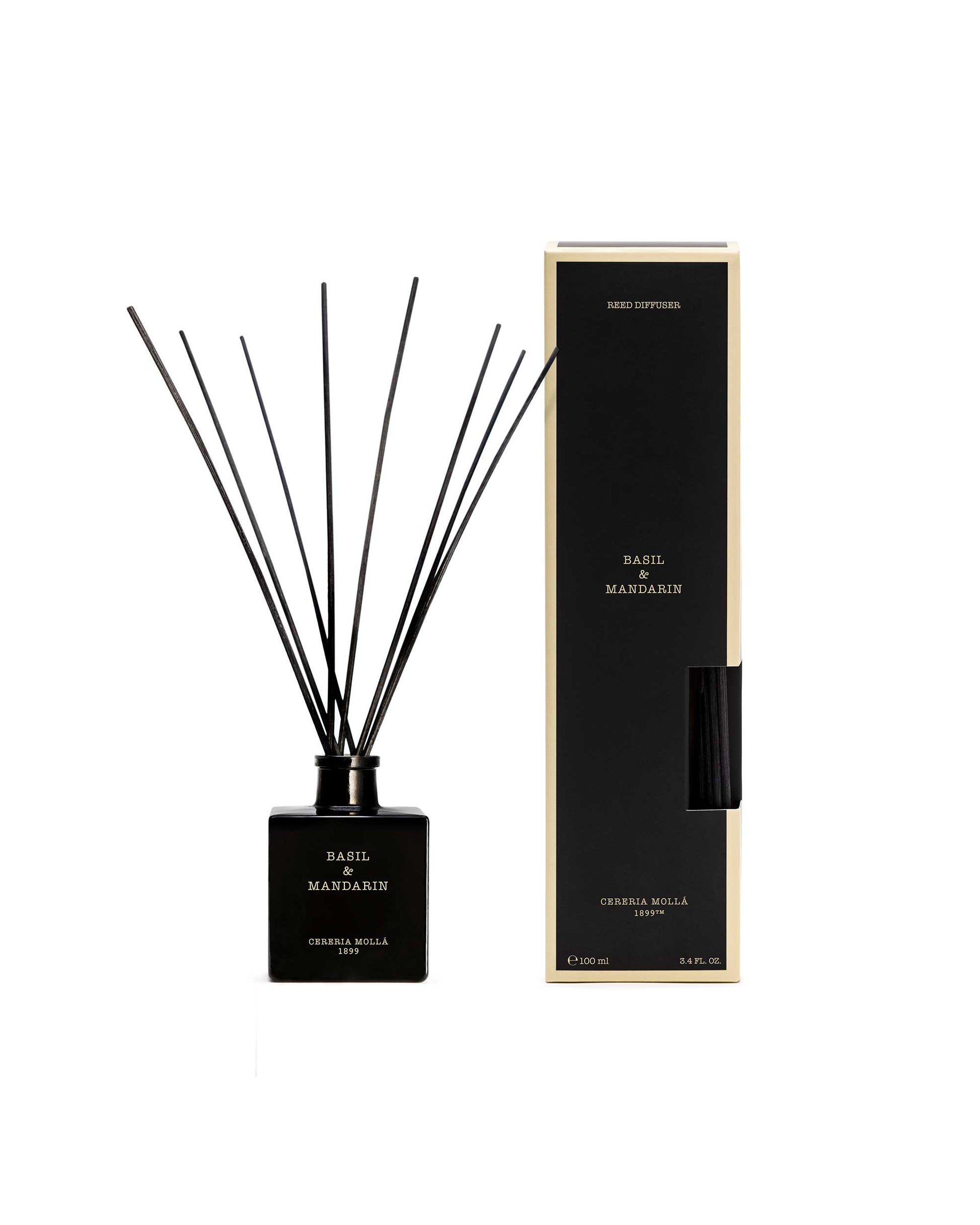Cereria Molla Basil & Mandarin Black Reed Diffuser 3.4 fl oz by Cereria Molla