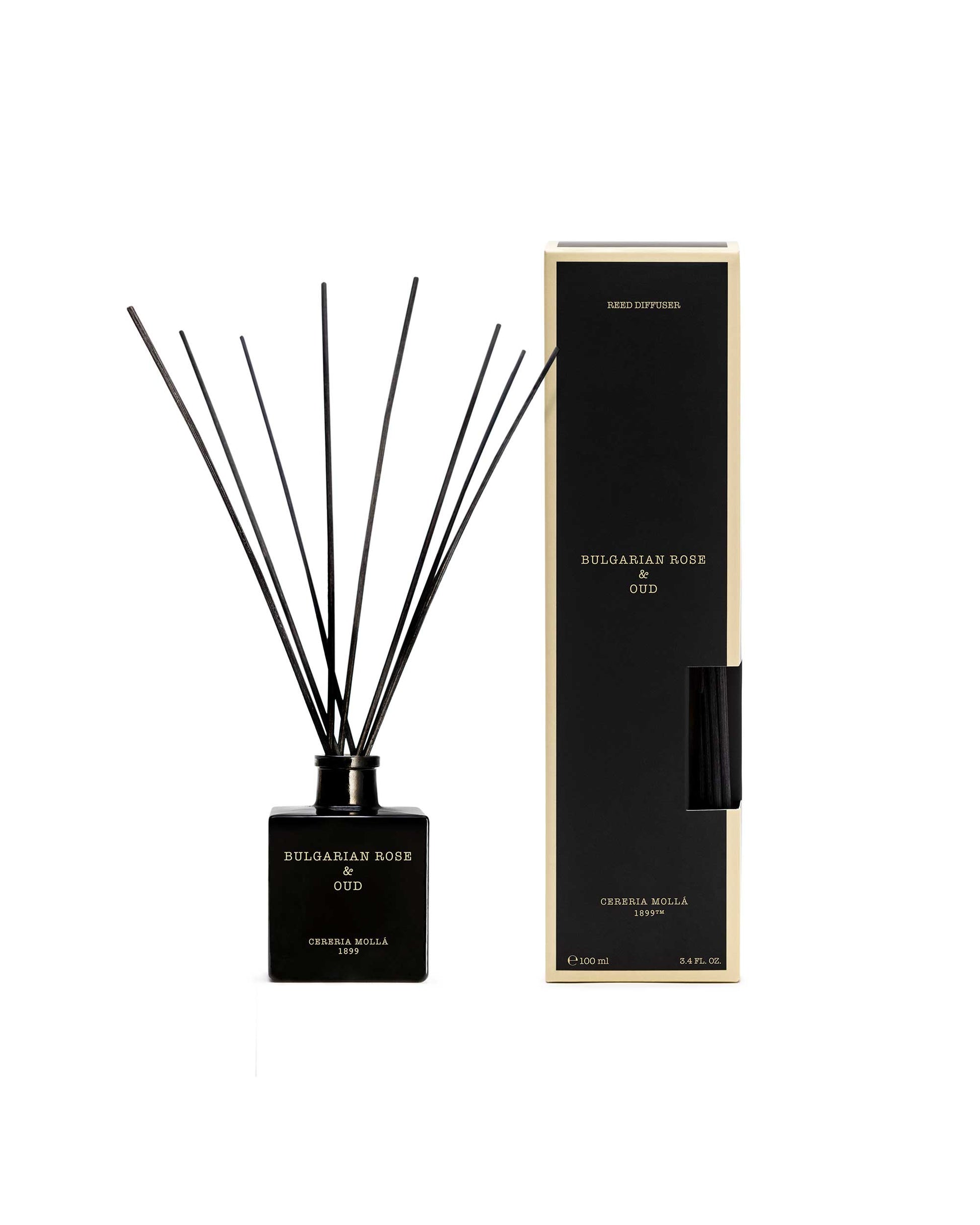 Cereria Molla Bulgarian Rose & Oud Black Reed Diffuser 3.4 fl oz by Cereria Molla
