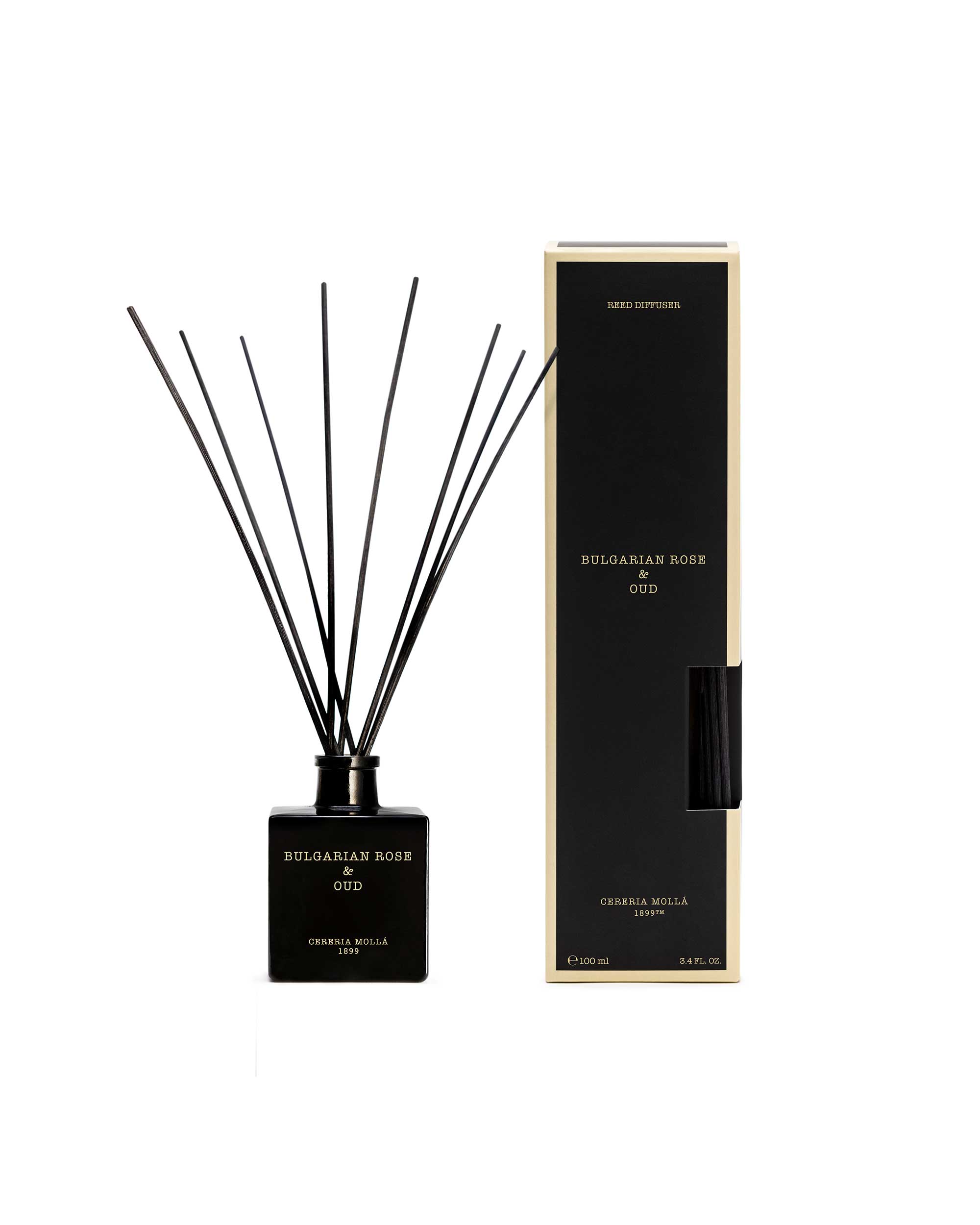 Cereria Molla Bulgarian Rose & Oud Black Reed Diffuser 3.4 fl oz by Cereria Molla