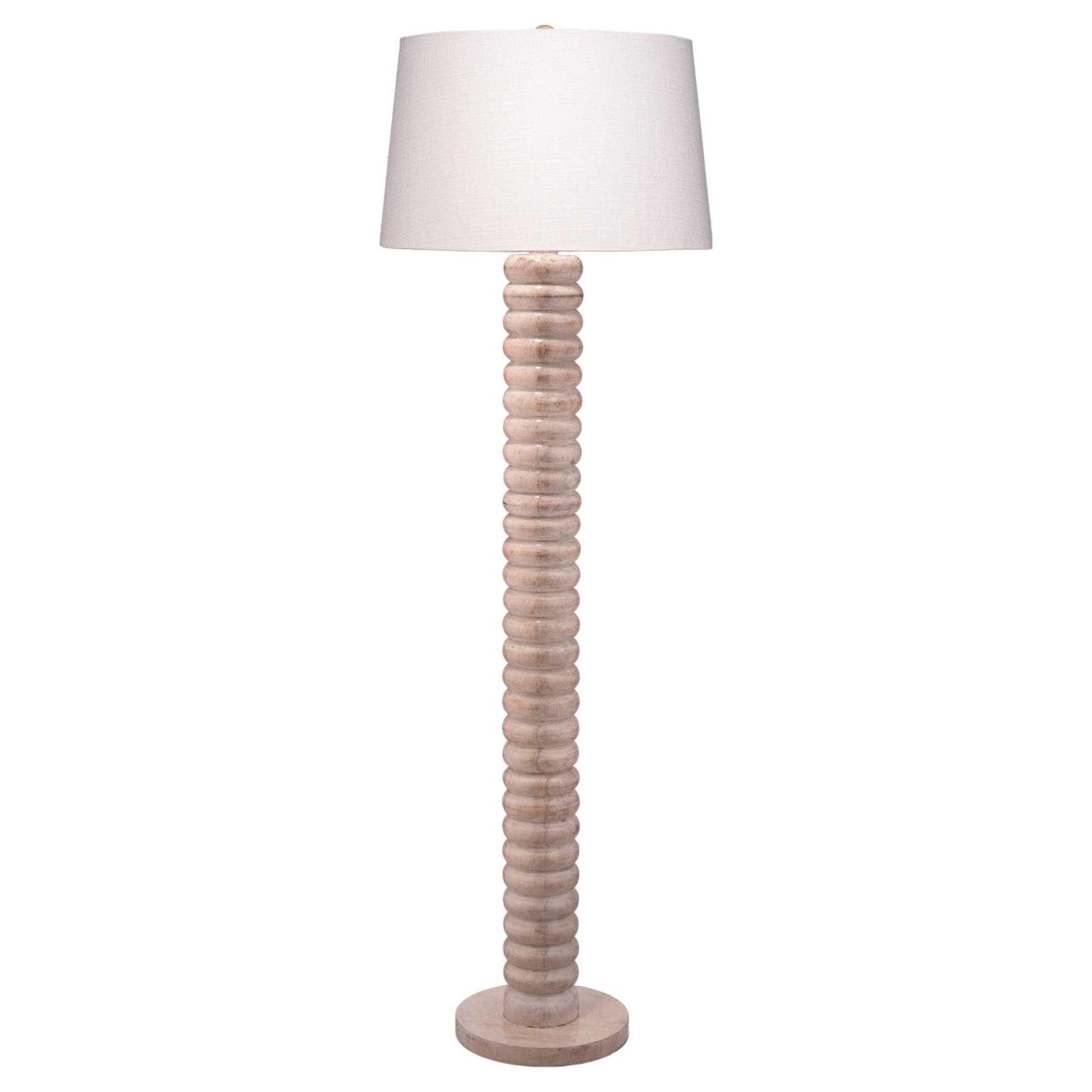 Abacus Mango Wood 1-Light Floor Lamp with Polyester Linen Shade by Jamie Young
