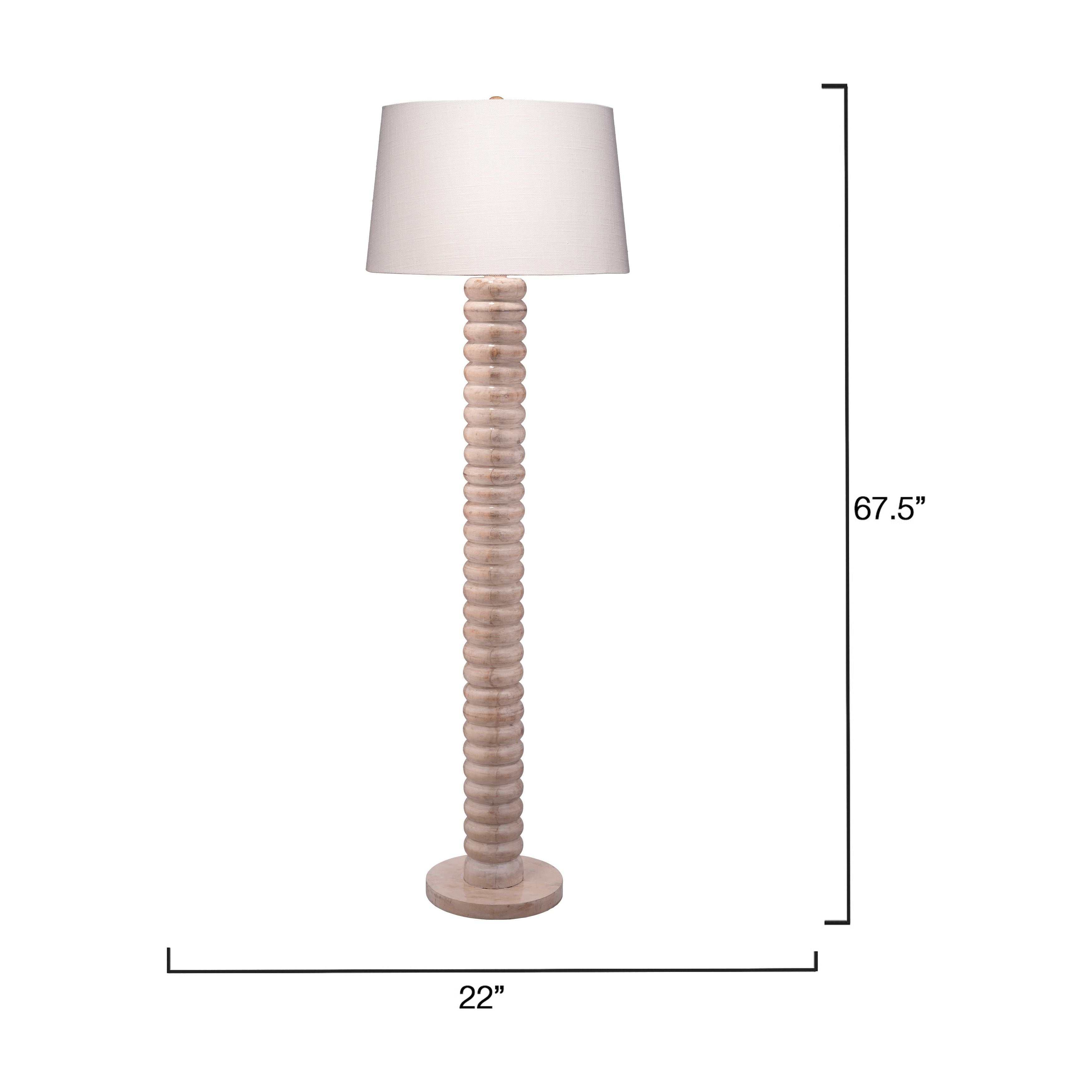 Abacus Mango Wood 1-Light Floor Lamp with Polyester Linen Shade by Jamie Young