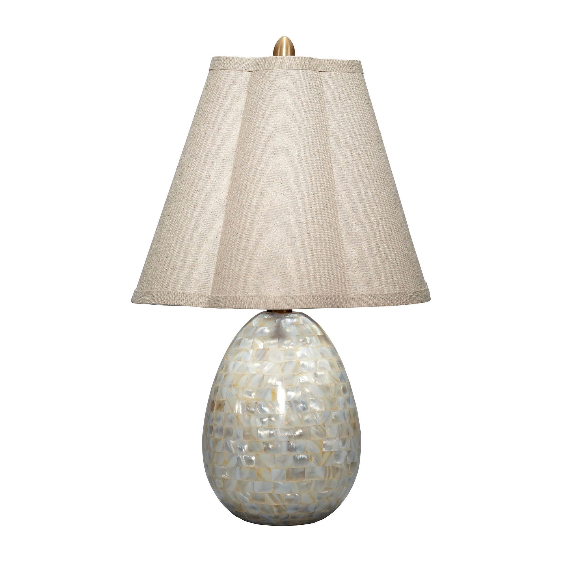 Capsule Mother of Pearl Table Lamp with Linen Shade by Jamie Young