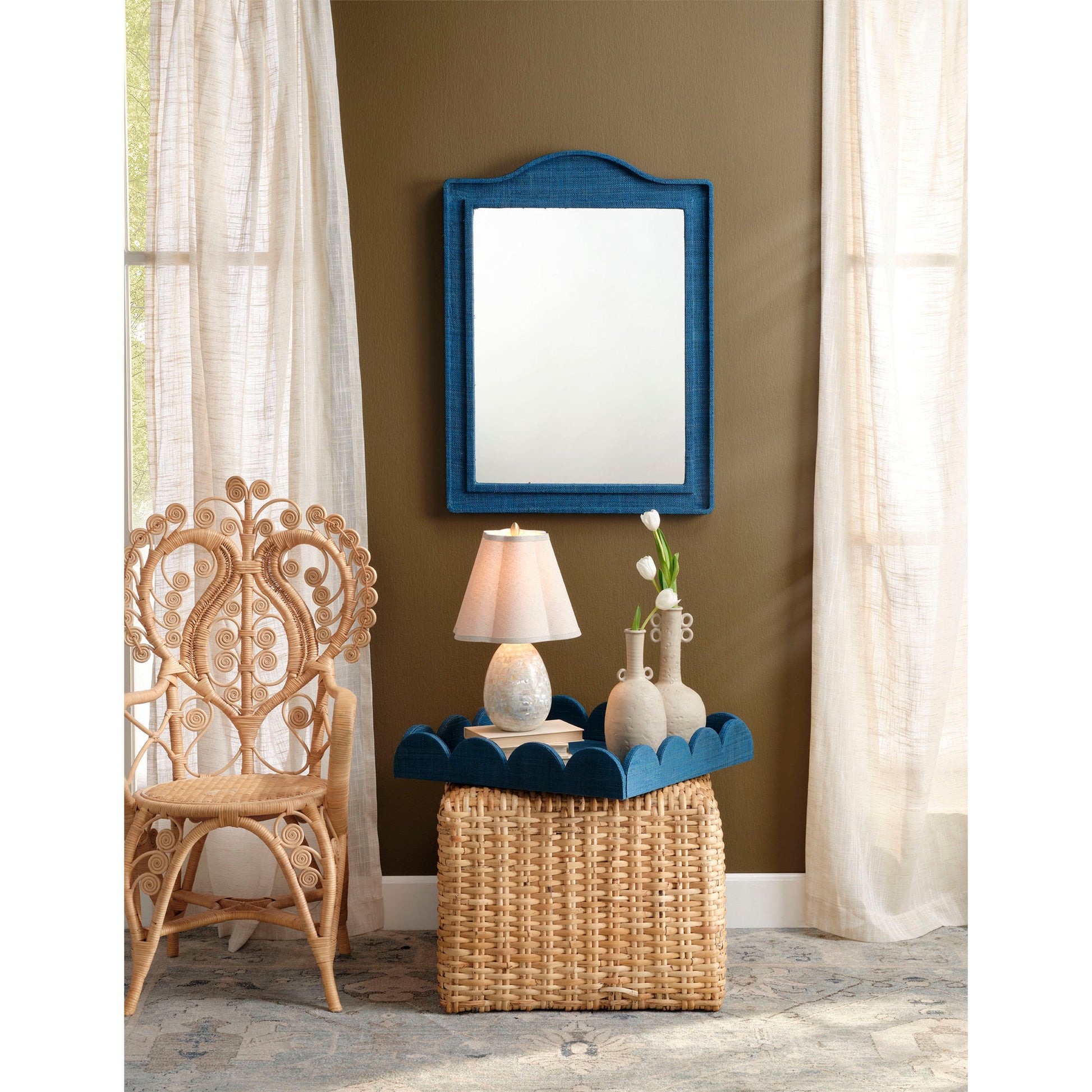 Capsule Mother of Pearl Table Lamp with Linen Shade by Jamie Young