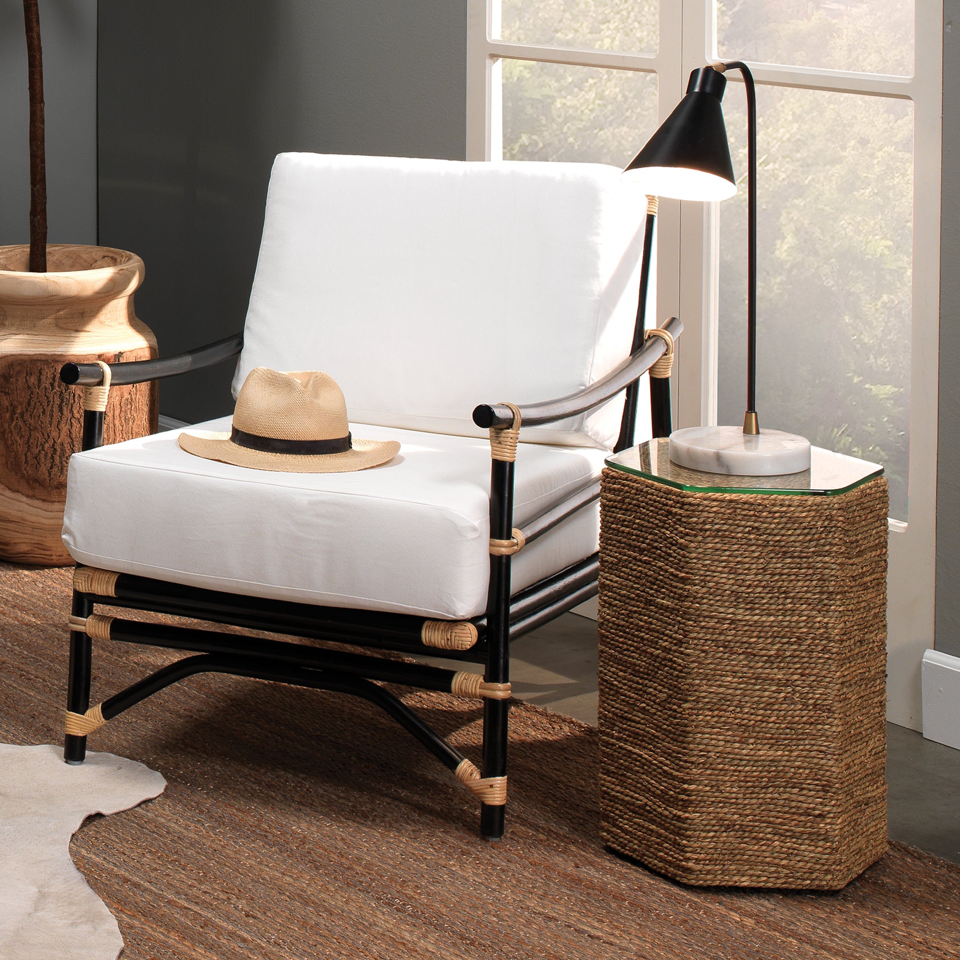 Chronicle Marble Task Lamp with Iron Shade by Jamie Young