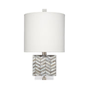 Garbo Mother of Pearl Table Lamp with Linen Shade Mixed Grey by Jamie Young