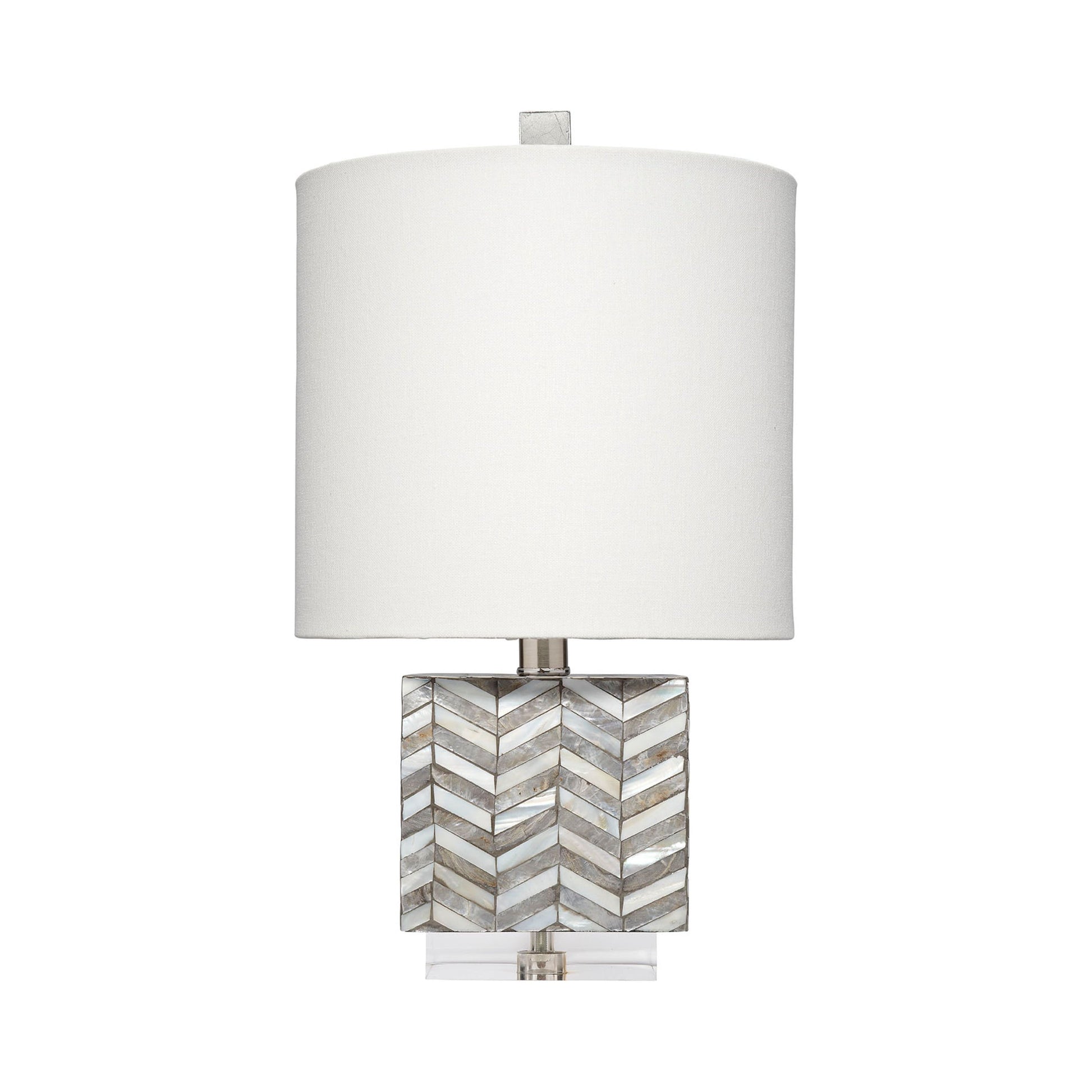 Garbo Mother of Pearl Table Lamp with Linen Shade Mixed Grey by Jamie Young