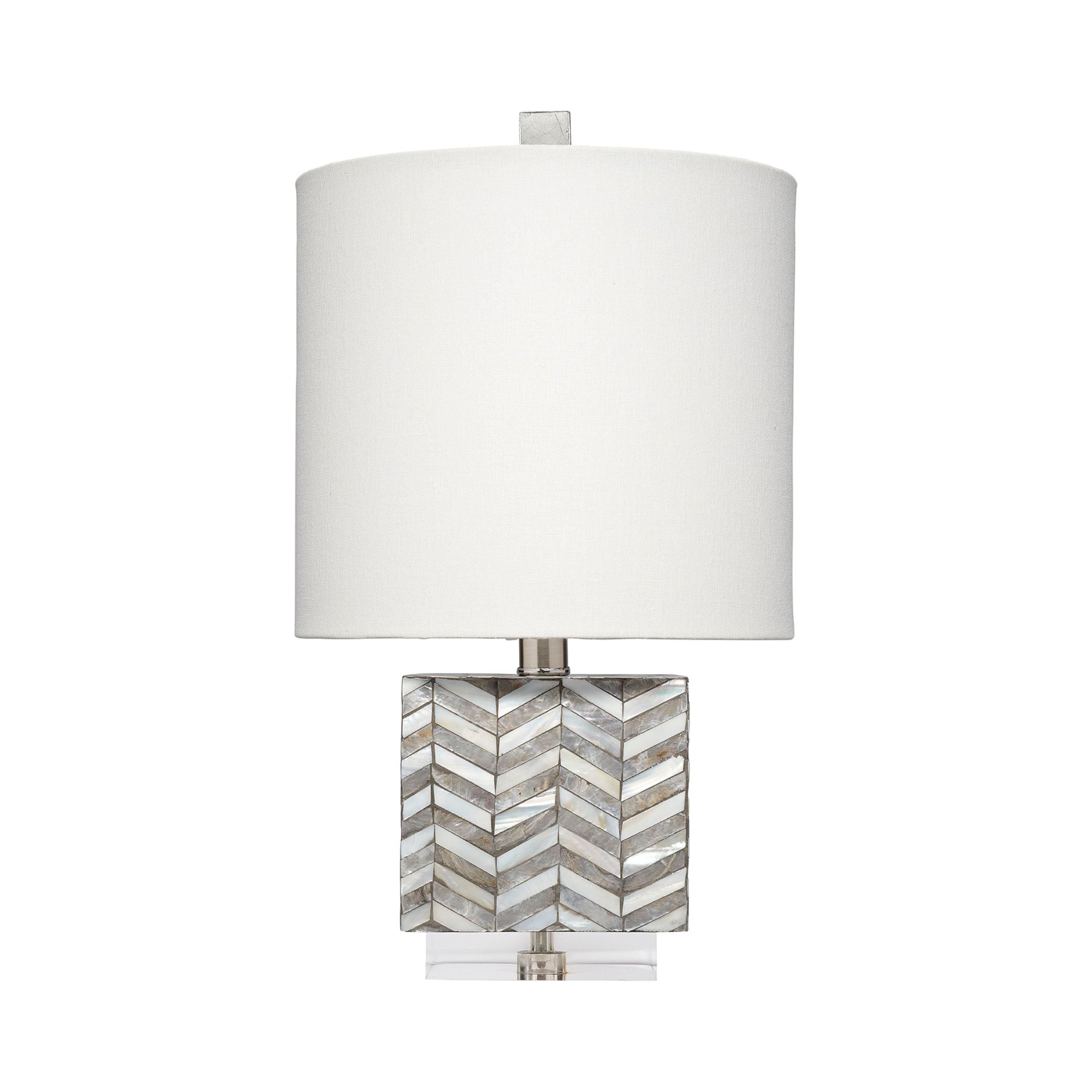 Garbo Mother of Pearl Table Lamp with Linen Shade Mixed Grey by Jamie Young