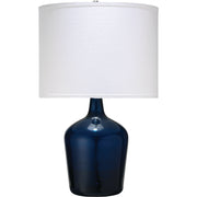 Plum Jar Glass Table Lamp with Linen Shade, Blue by Jamie Young