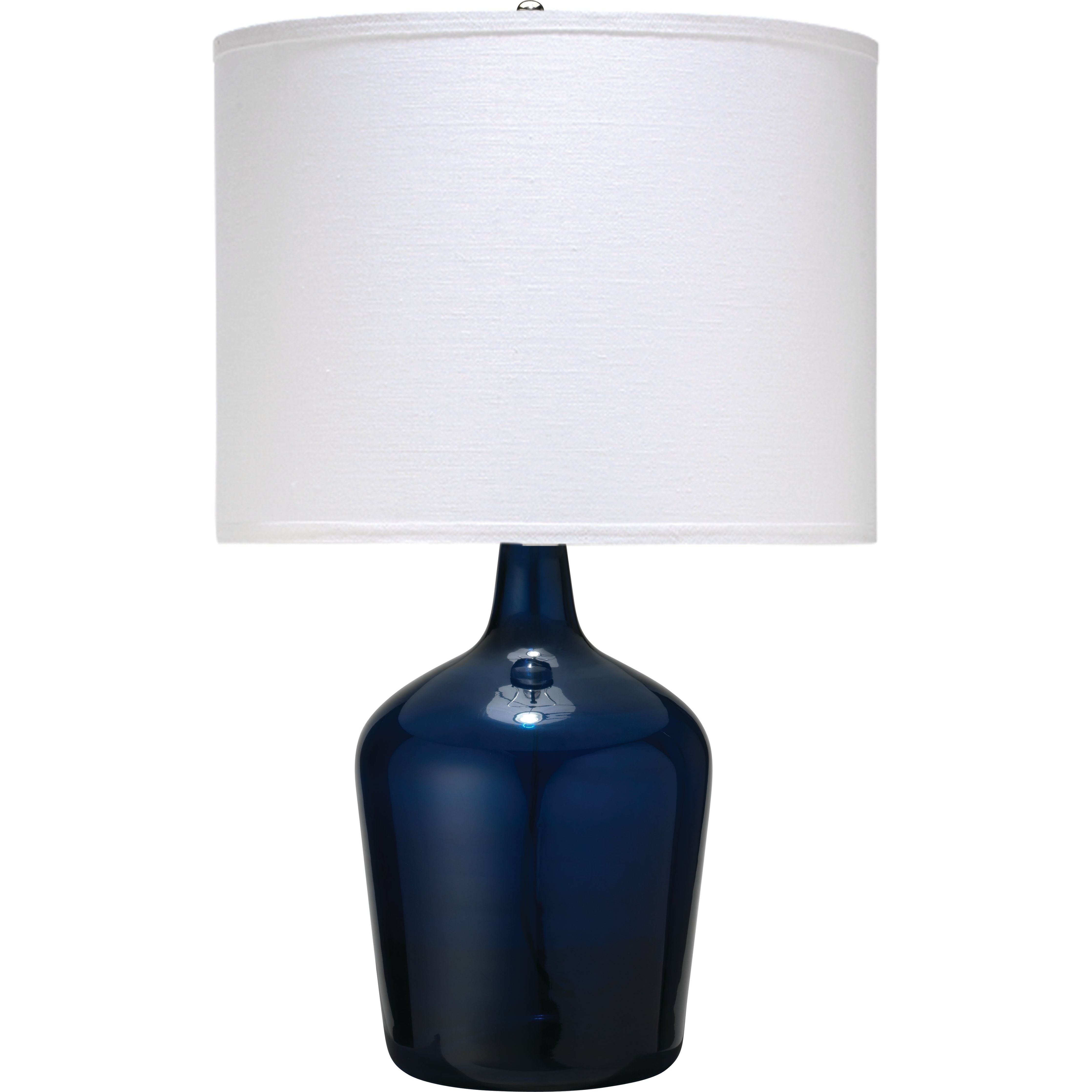 Plum Jar Glass Table Lamp with Linen Shade, Blue by Jamie Young