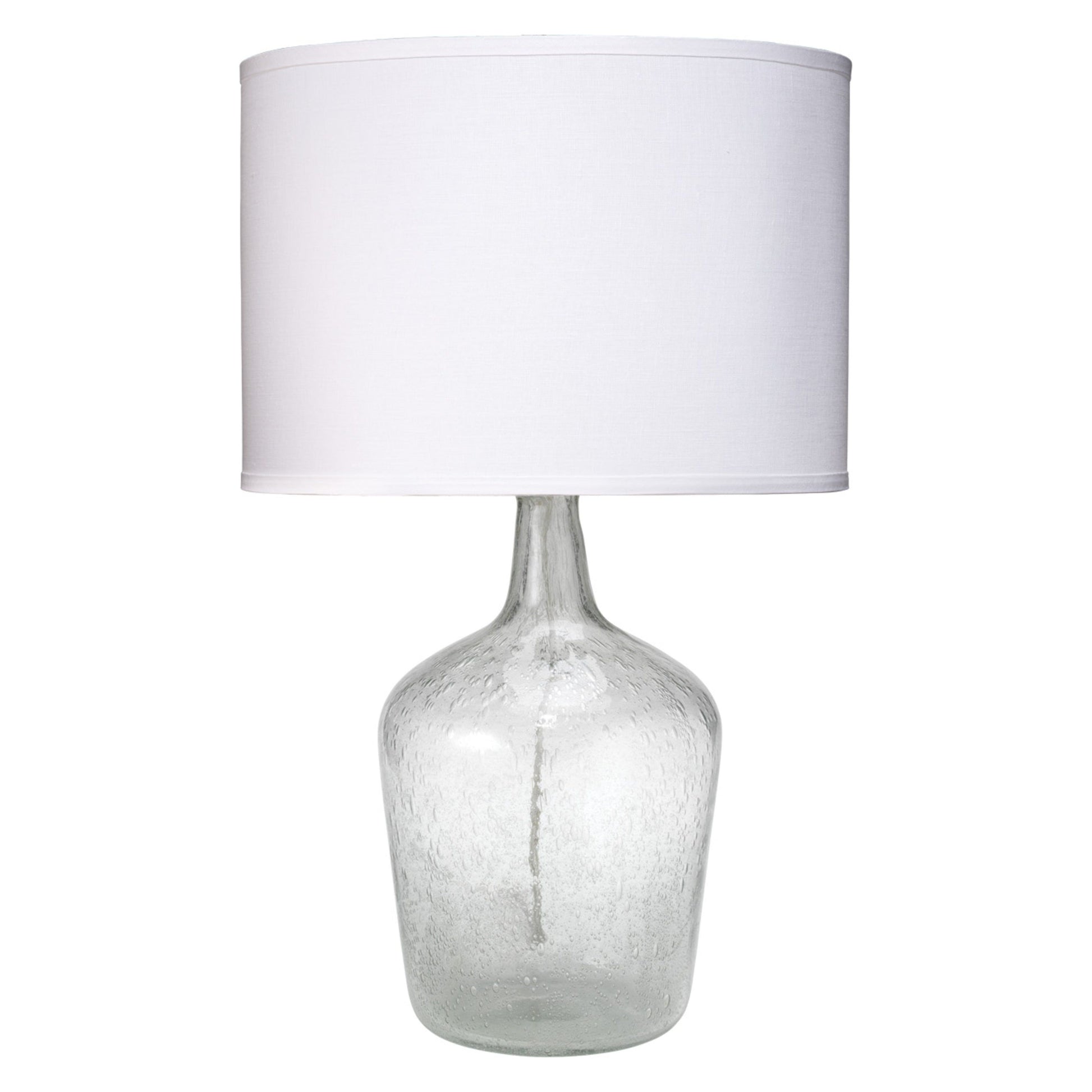 Plum Jar Glass Table Lamp with Linen Shade, Clear by Jamie Young