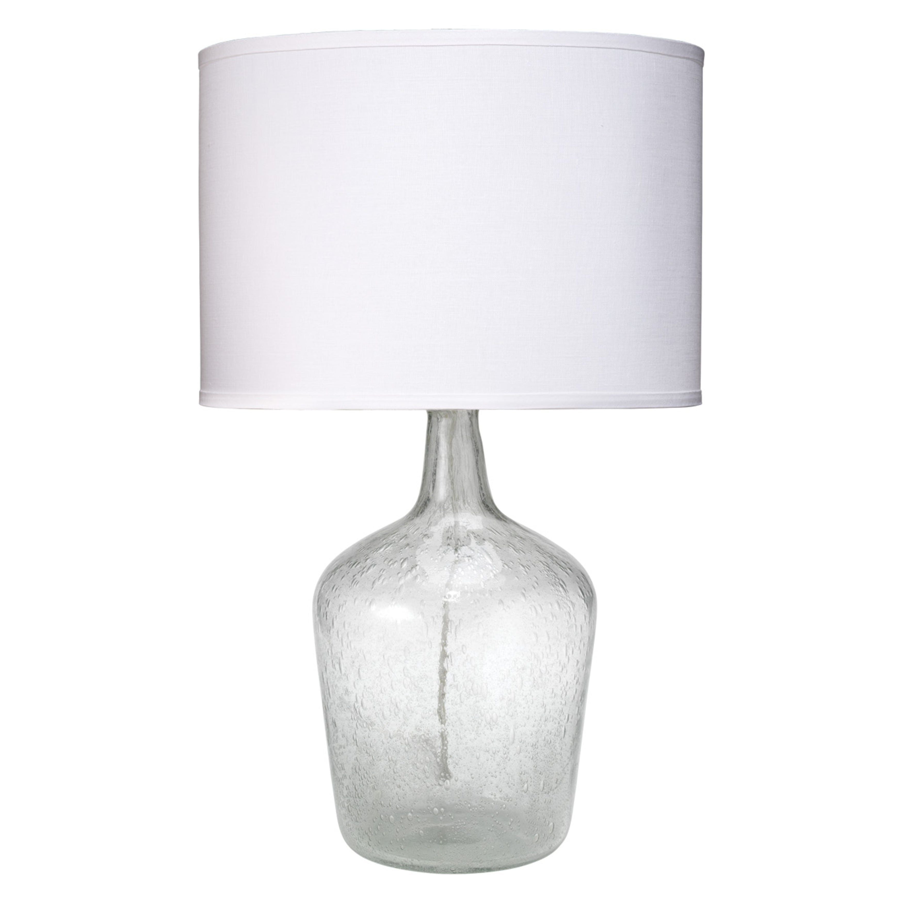 Plum Jar Glass Table Lamp with Linen Shade, Clear by Jamie Young