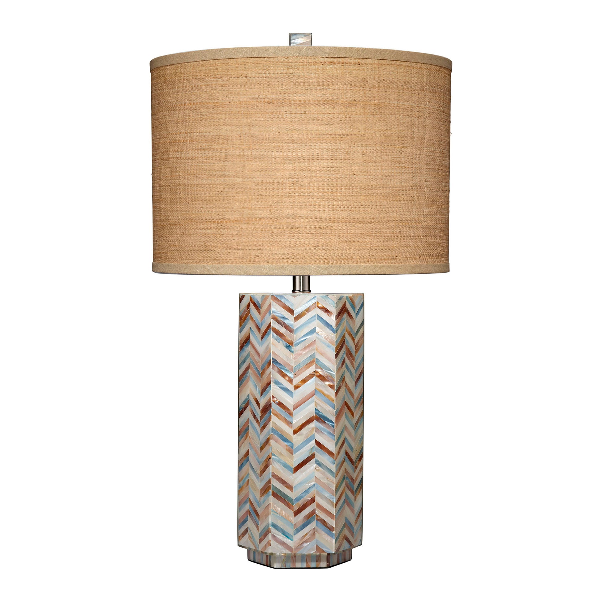 Lucille Mother of Pearl Table Lamp with Raffia Shade by Jamie Young