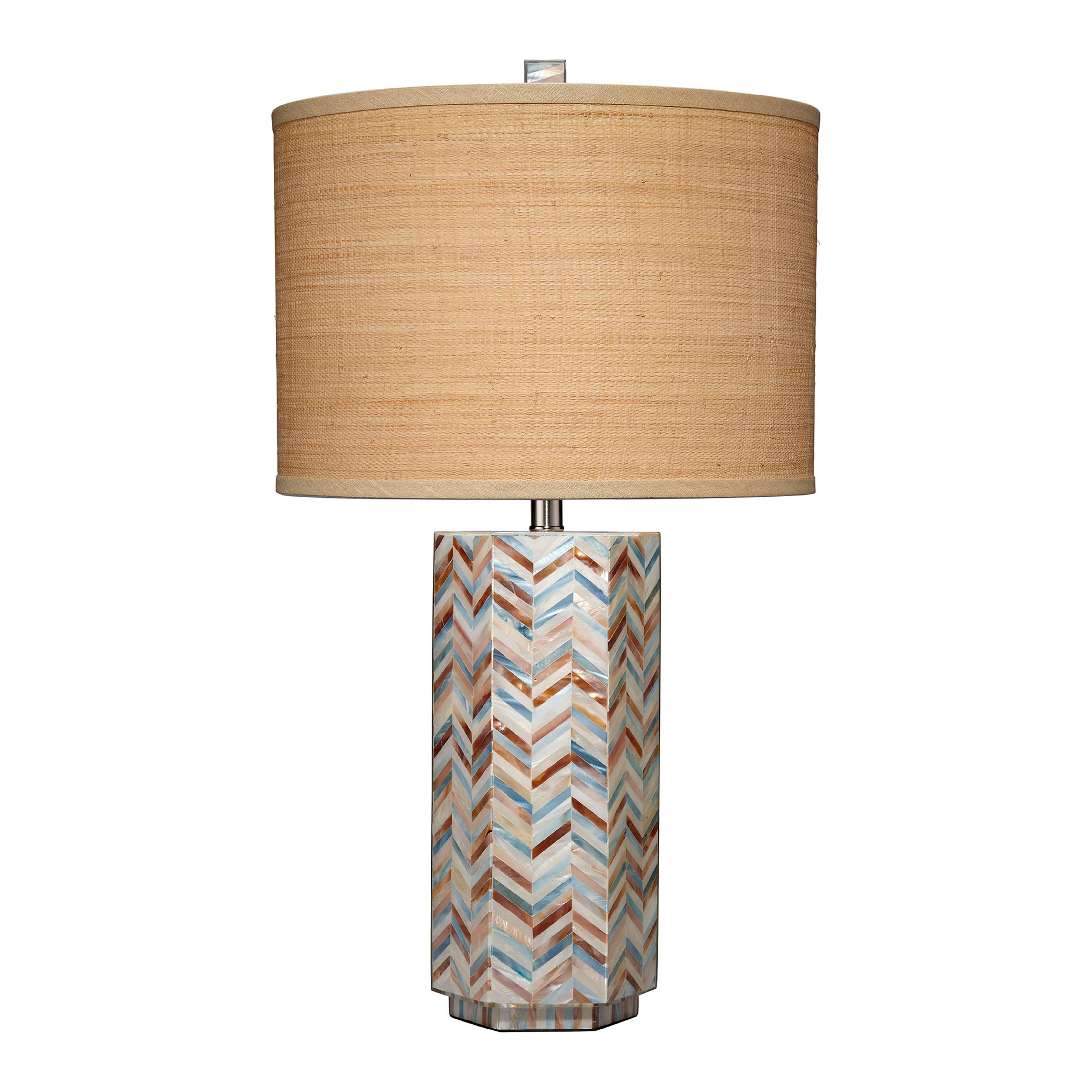 Lucille Mother of Pearl Table Lamp with Raffia Shade by Jamie Young