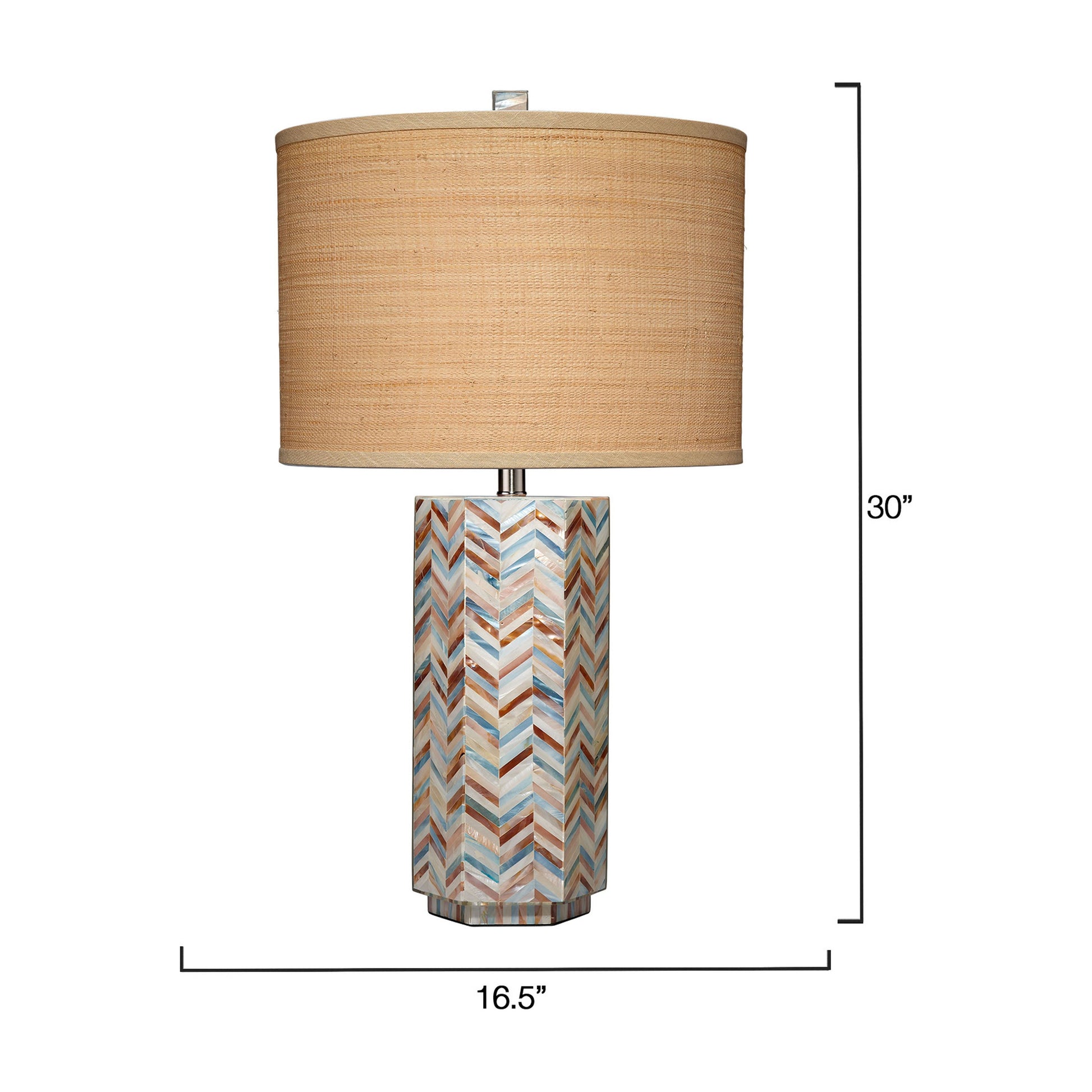 Lucille Mother of Pearl Table Lamp with Raffia Shade by Jamie Young